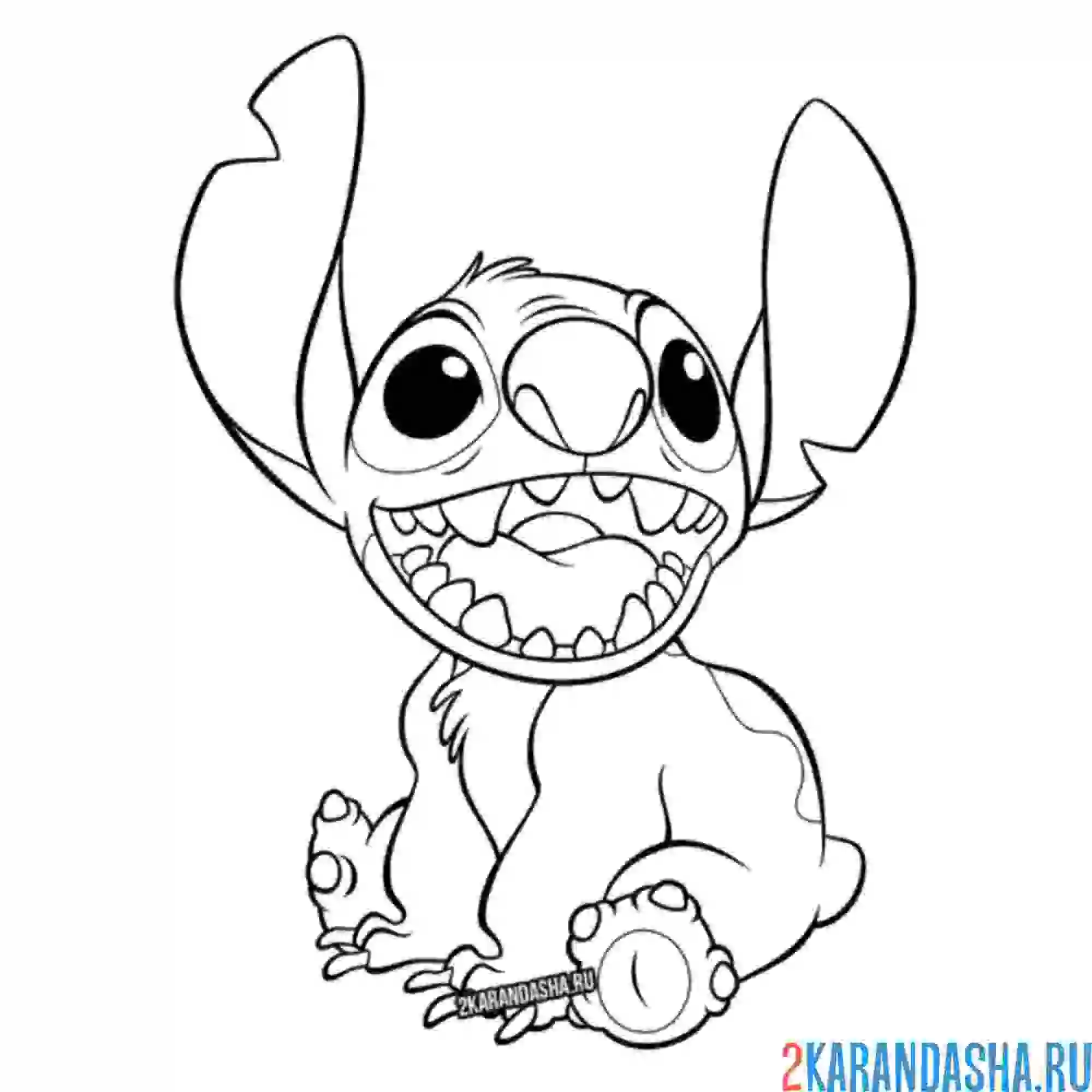 Раскраска стич громко смеется