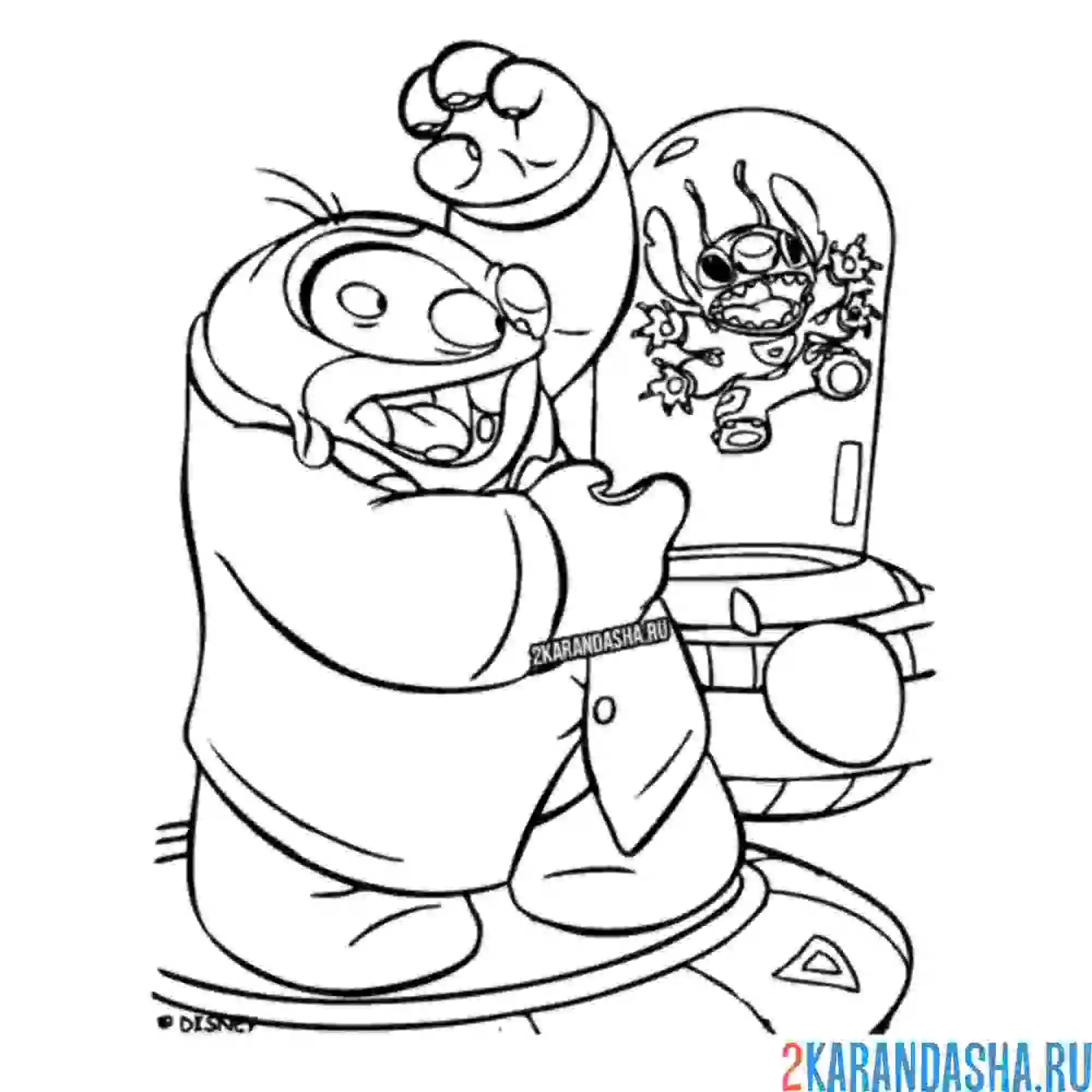 Раскраска стич в ловушке