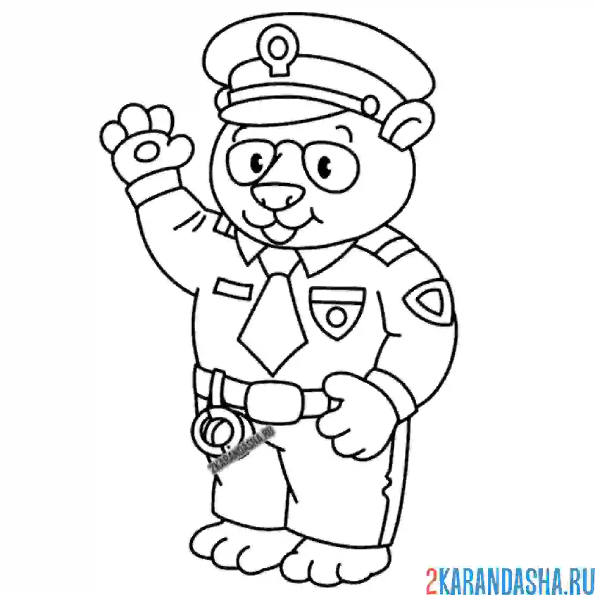 Раскраска панда полицейский