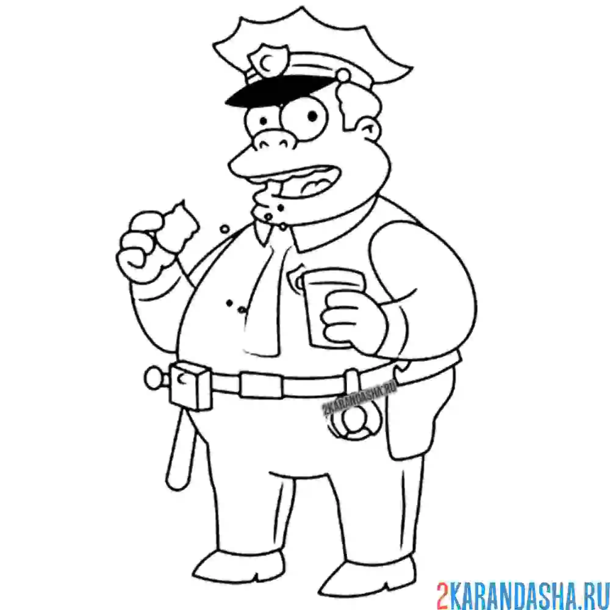 Раскраска полицейский из симпсонов