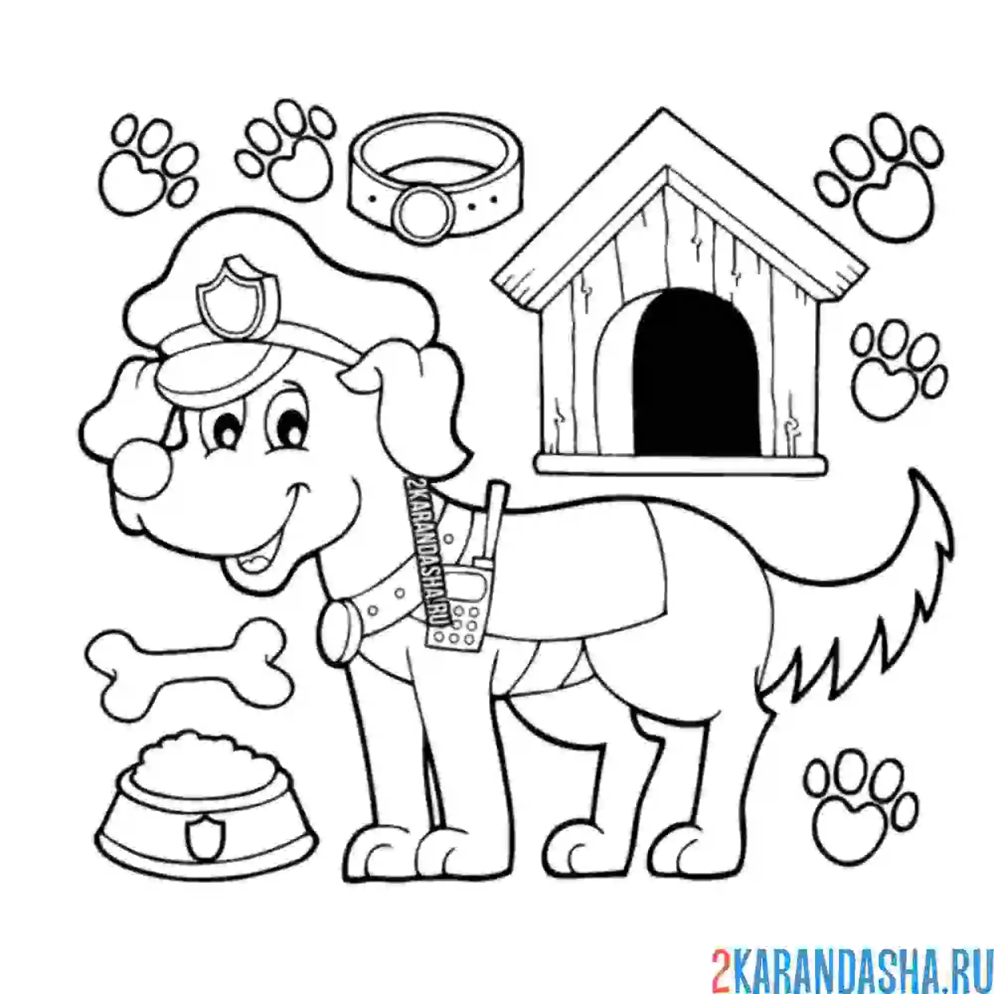 Раскраска полицейская собака