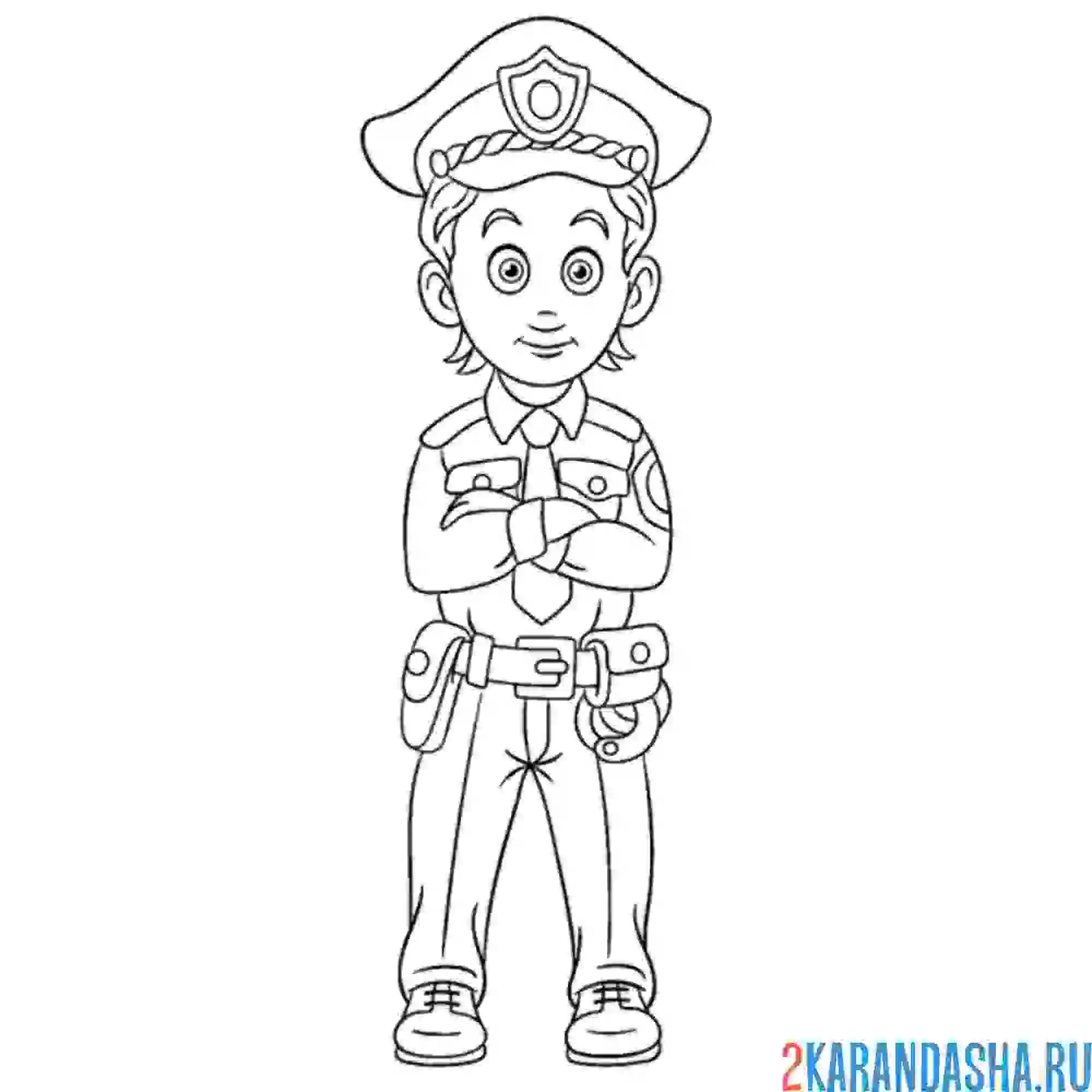 Раскраска полицейский на страже закона
