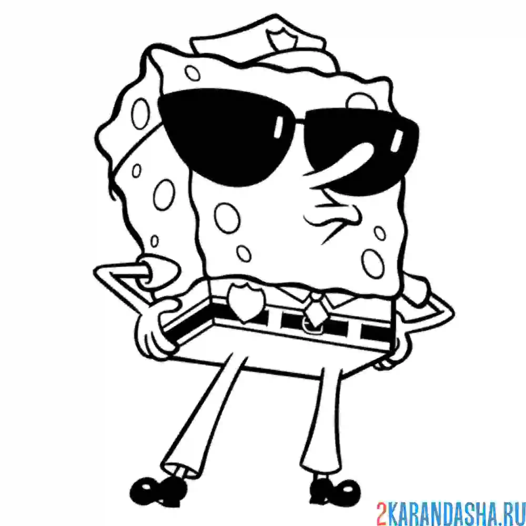 Раскраска губка боб полицейский