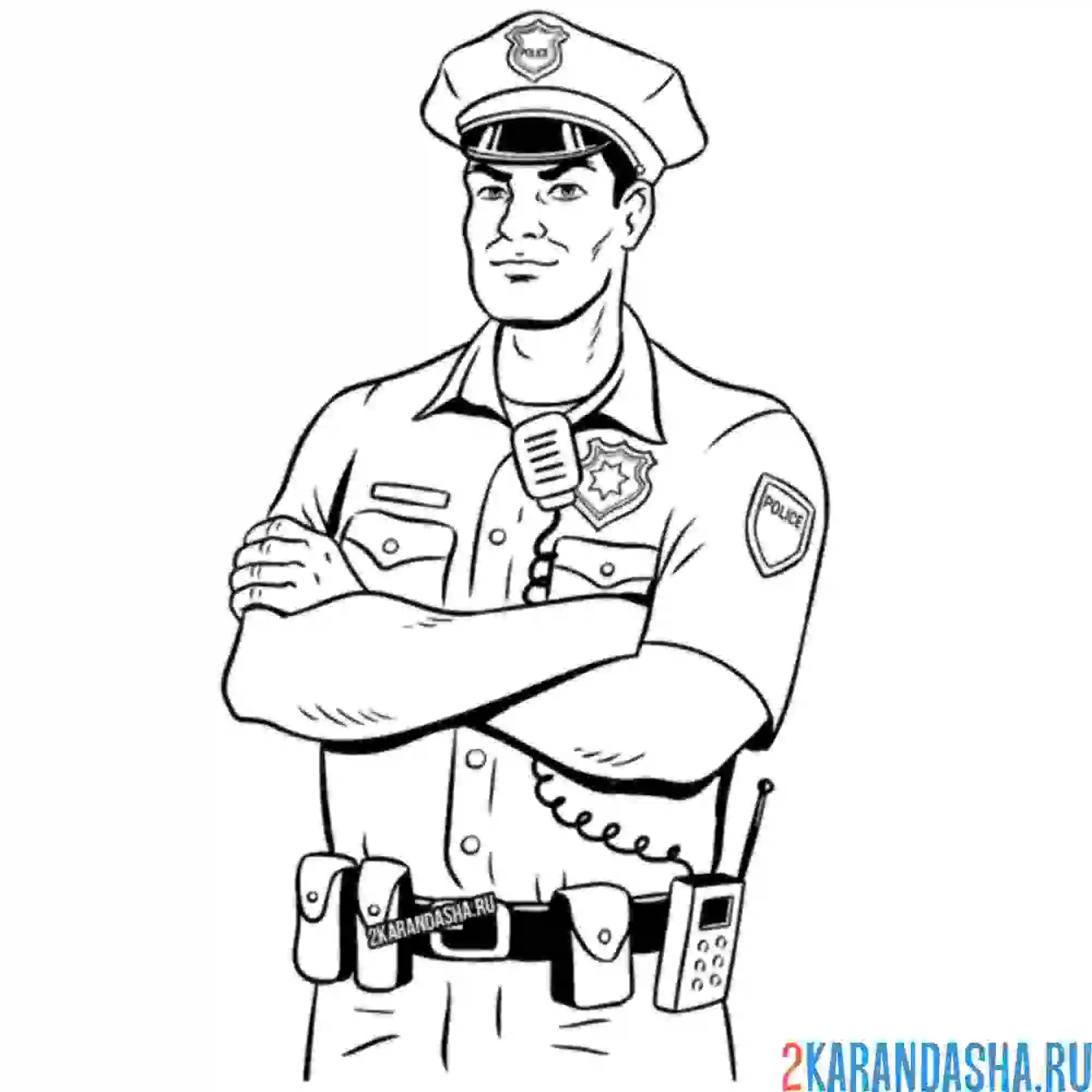 Раскраска строгий полицейский