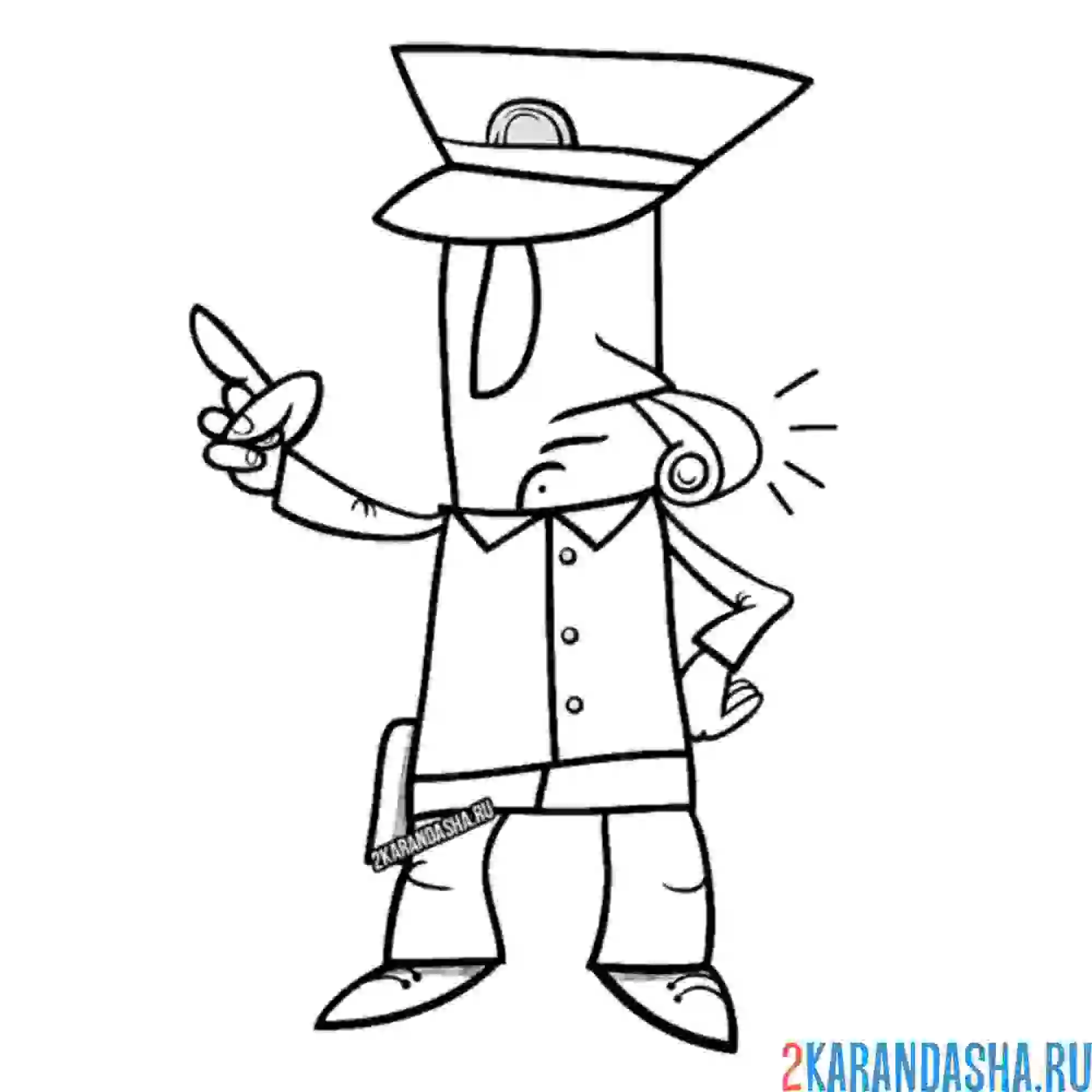 Раскраска полицейский свистит