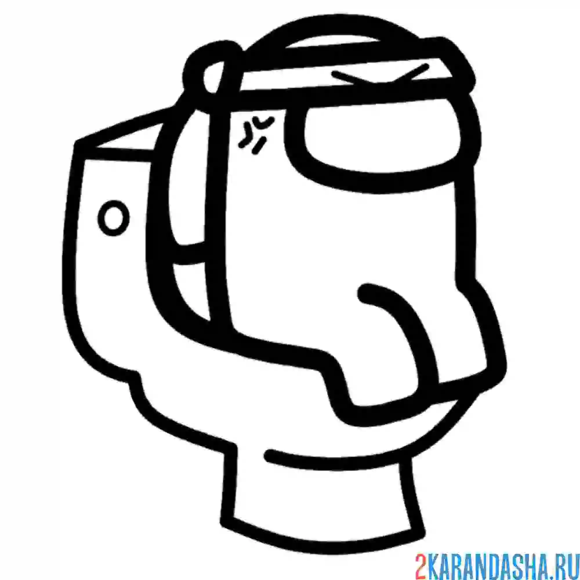 Раскраска сидит на унитазе амонг ас