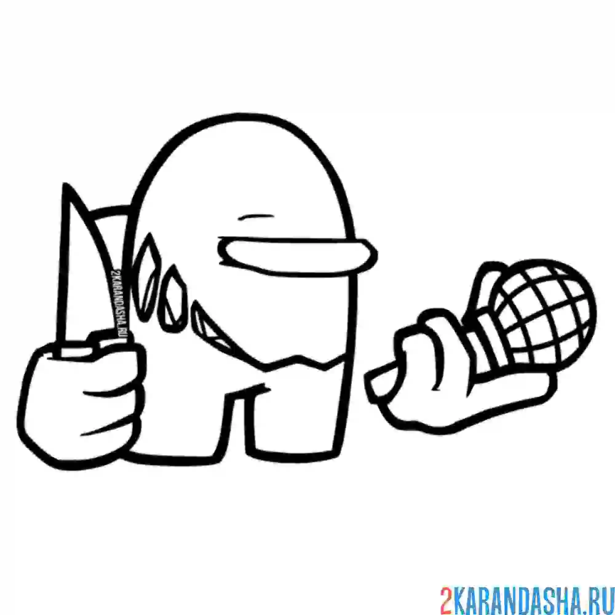 Раскраска зеленый импостер с микрофоном амонг ас