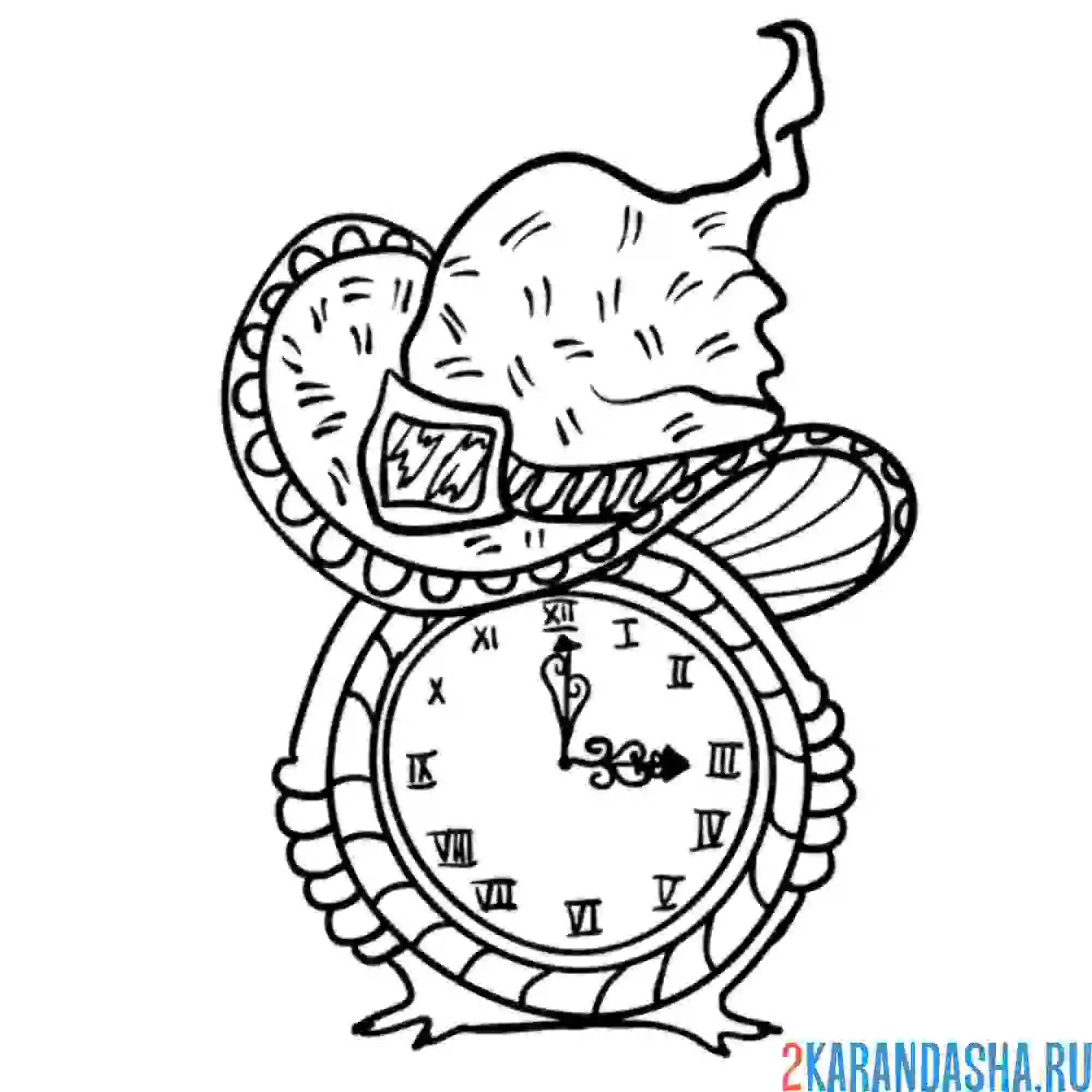 Раскраска часы в шляпе