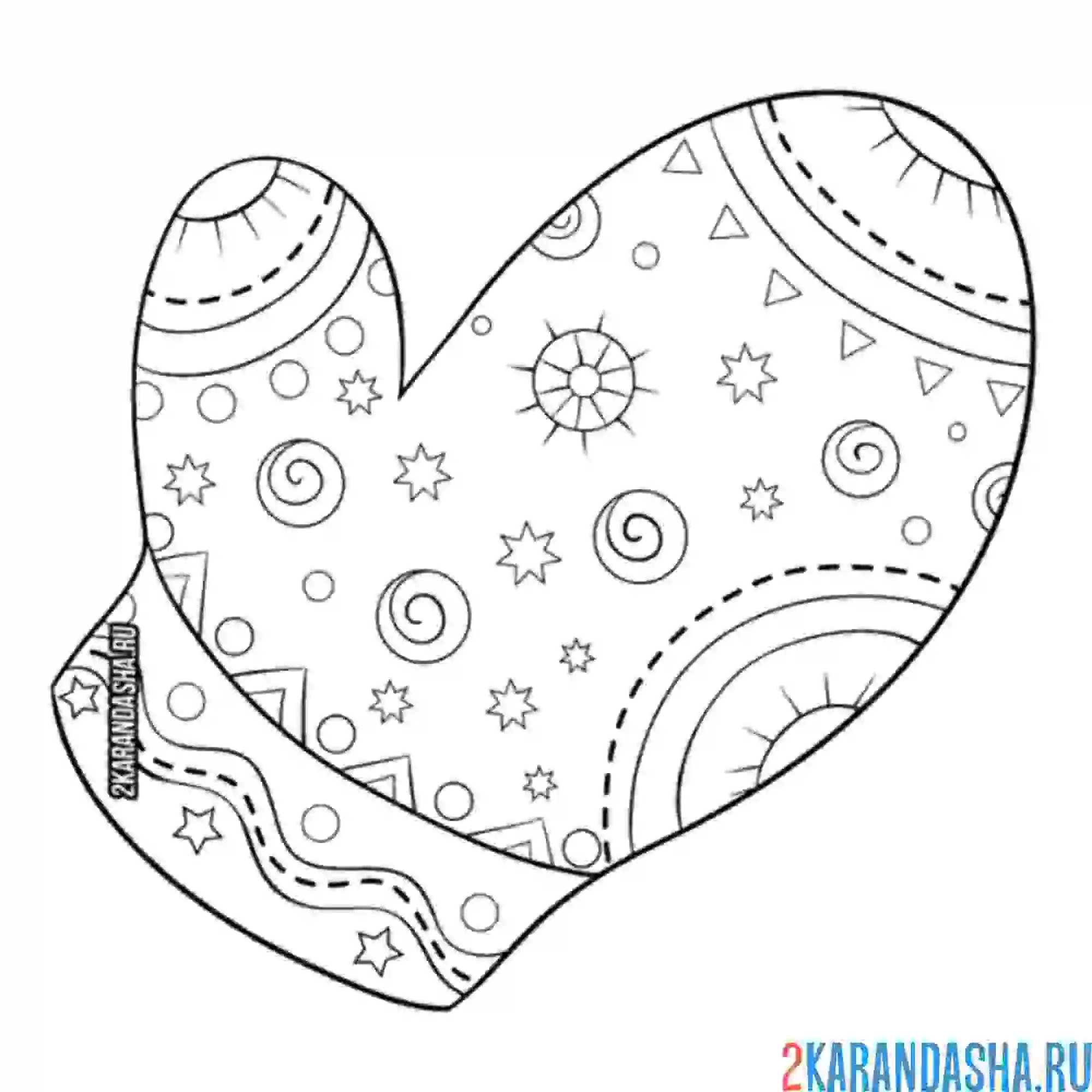 Раскраска узоры на варежке