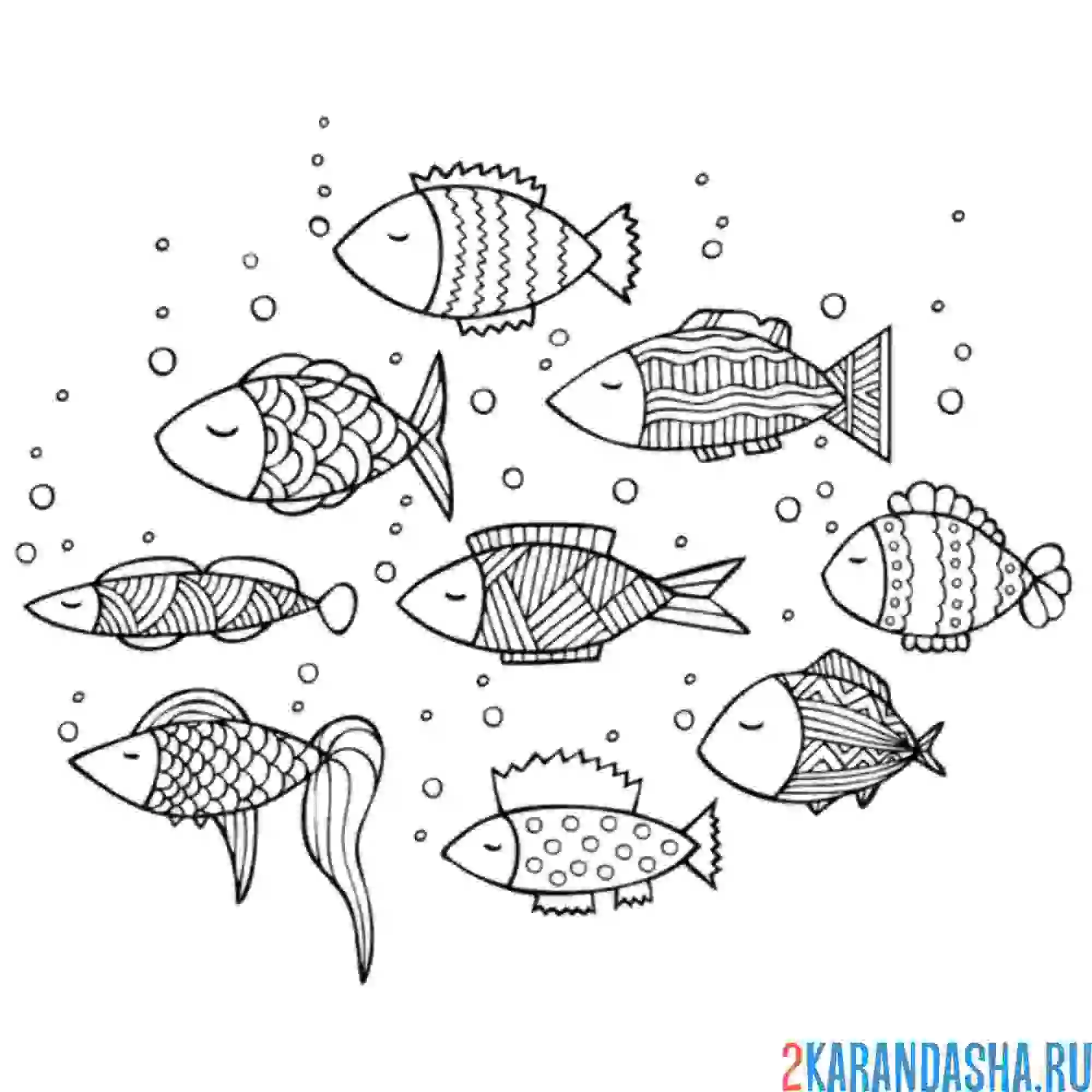 Раскраска рыбки с узорами