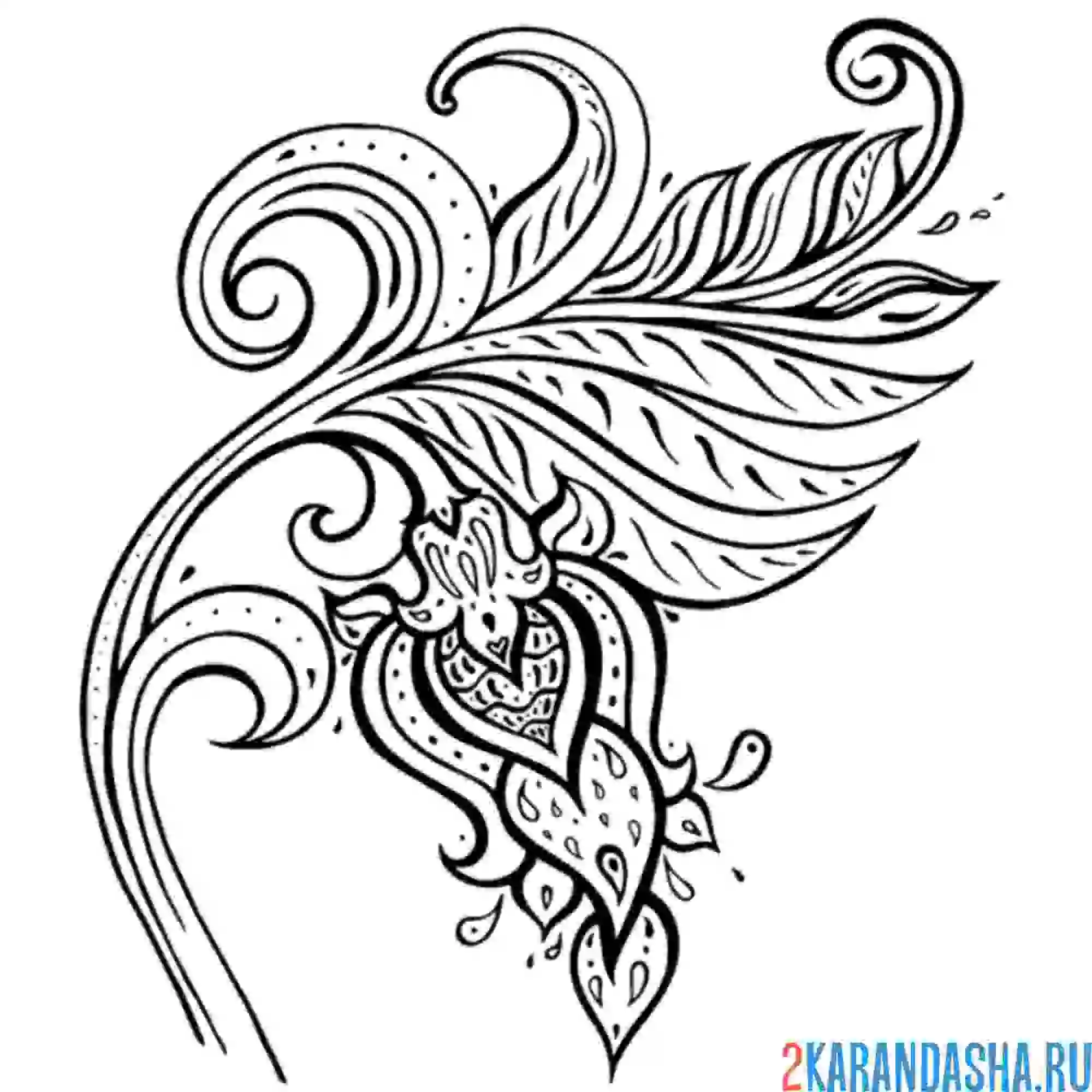 Раскраска узор цветок на стебле