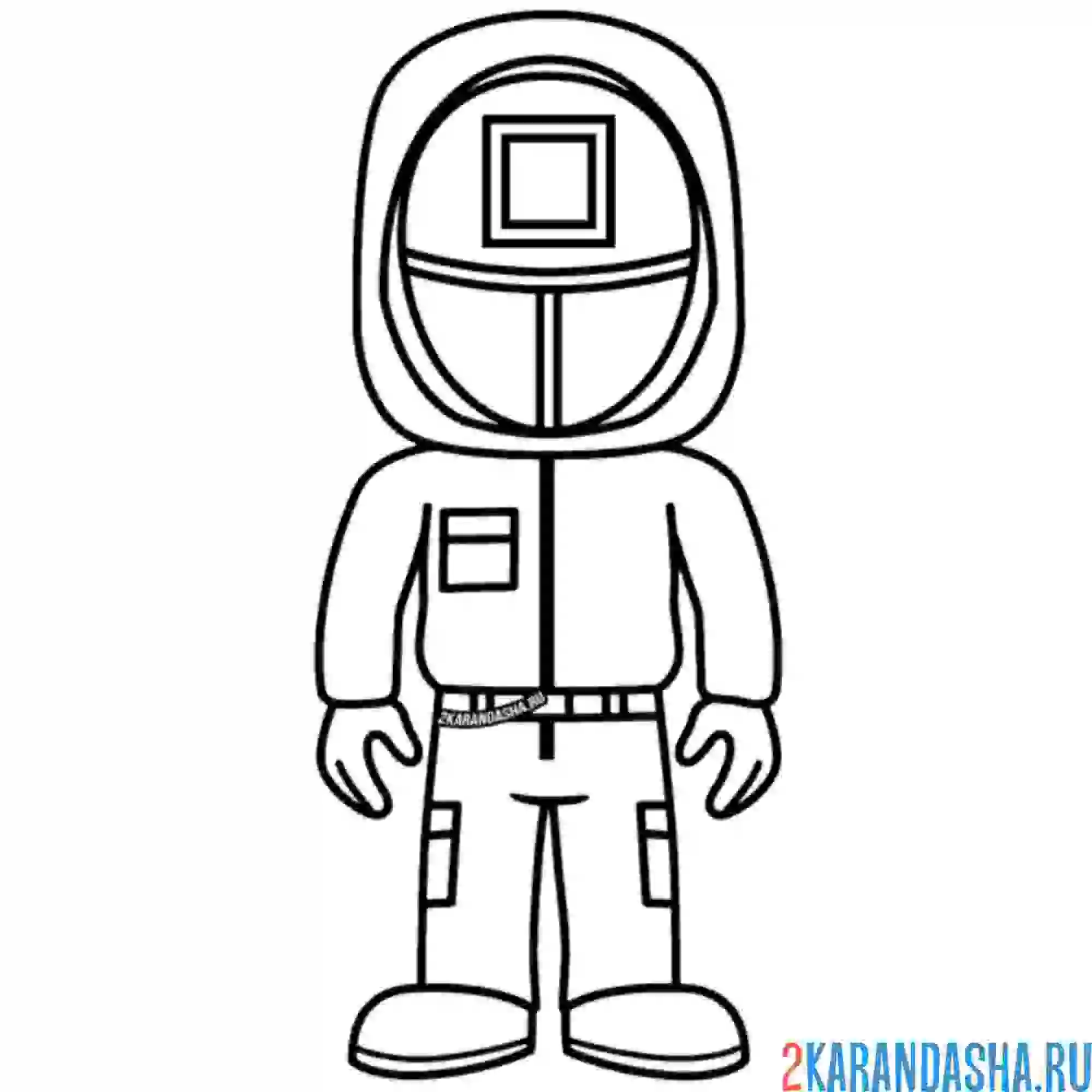 Раскраска мультяшный охранник квадрат