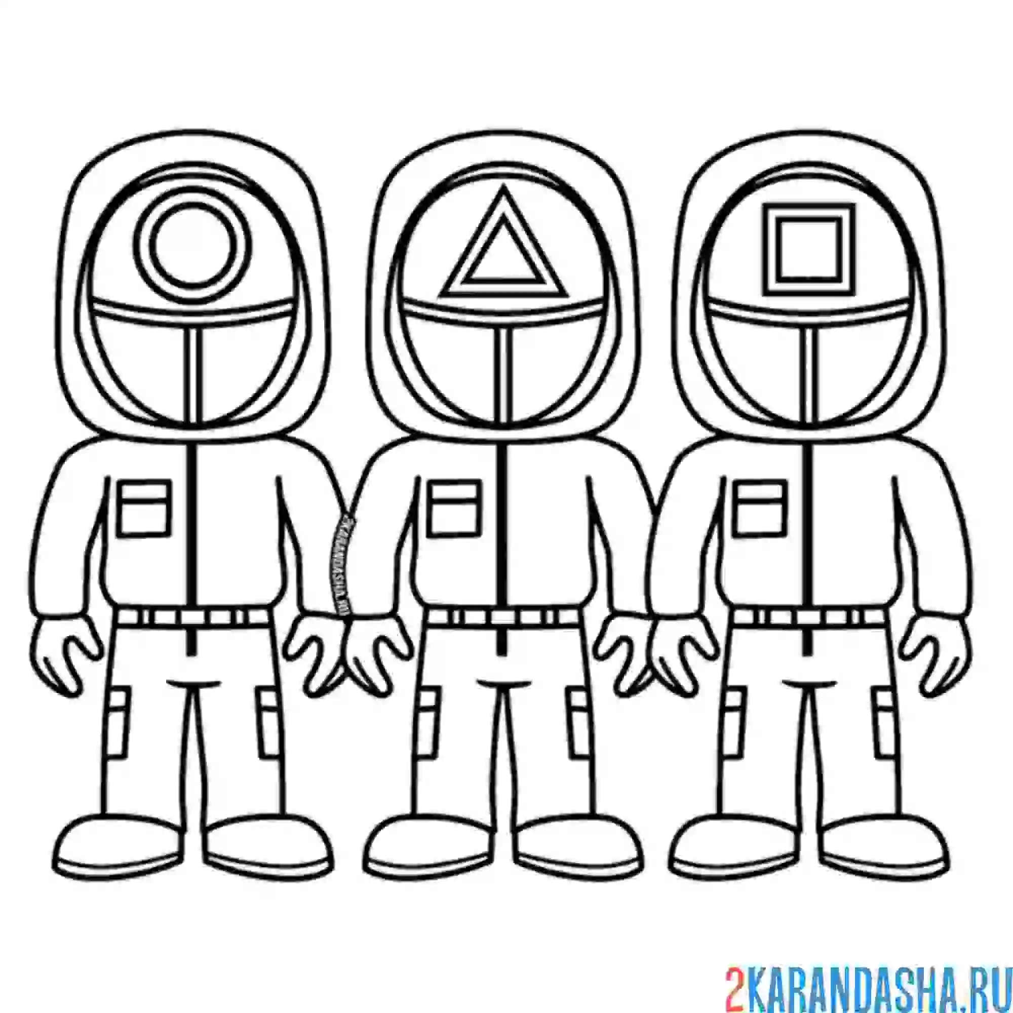 Раскраска мультяшные охранники игра в кальмара