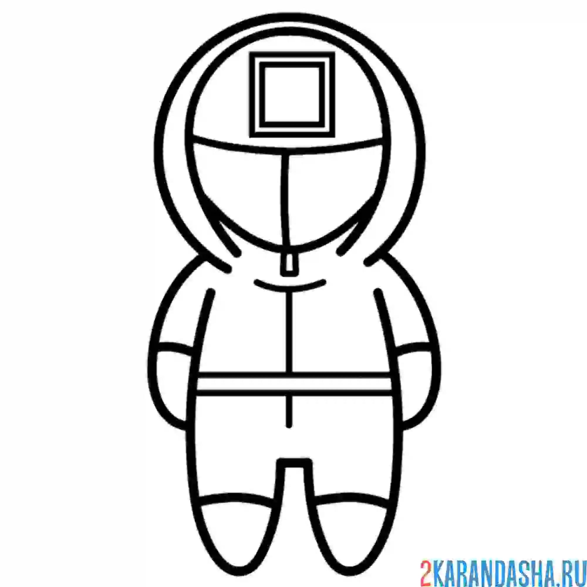 Раскраска охранник из игры в кальмара квадрат