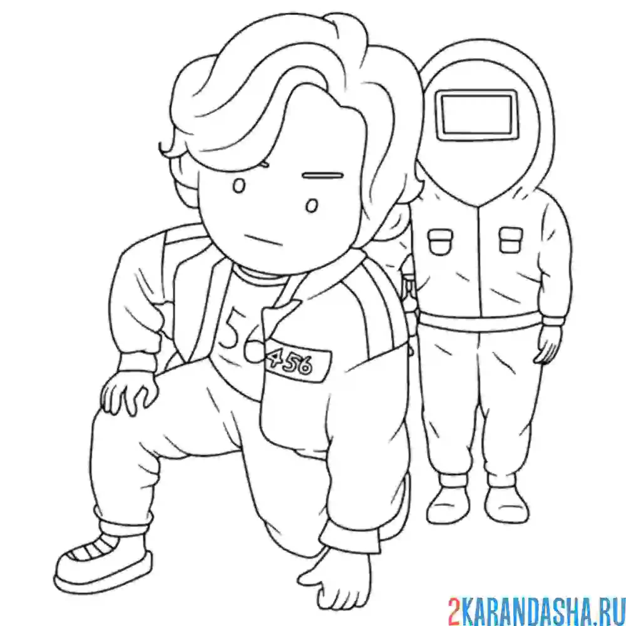 Раскраска 456 игрок и охранник