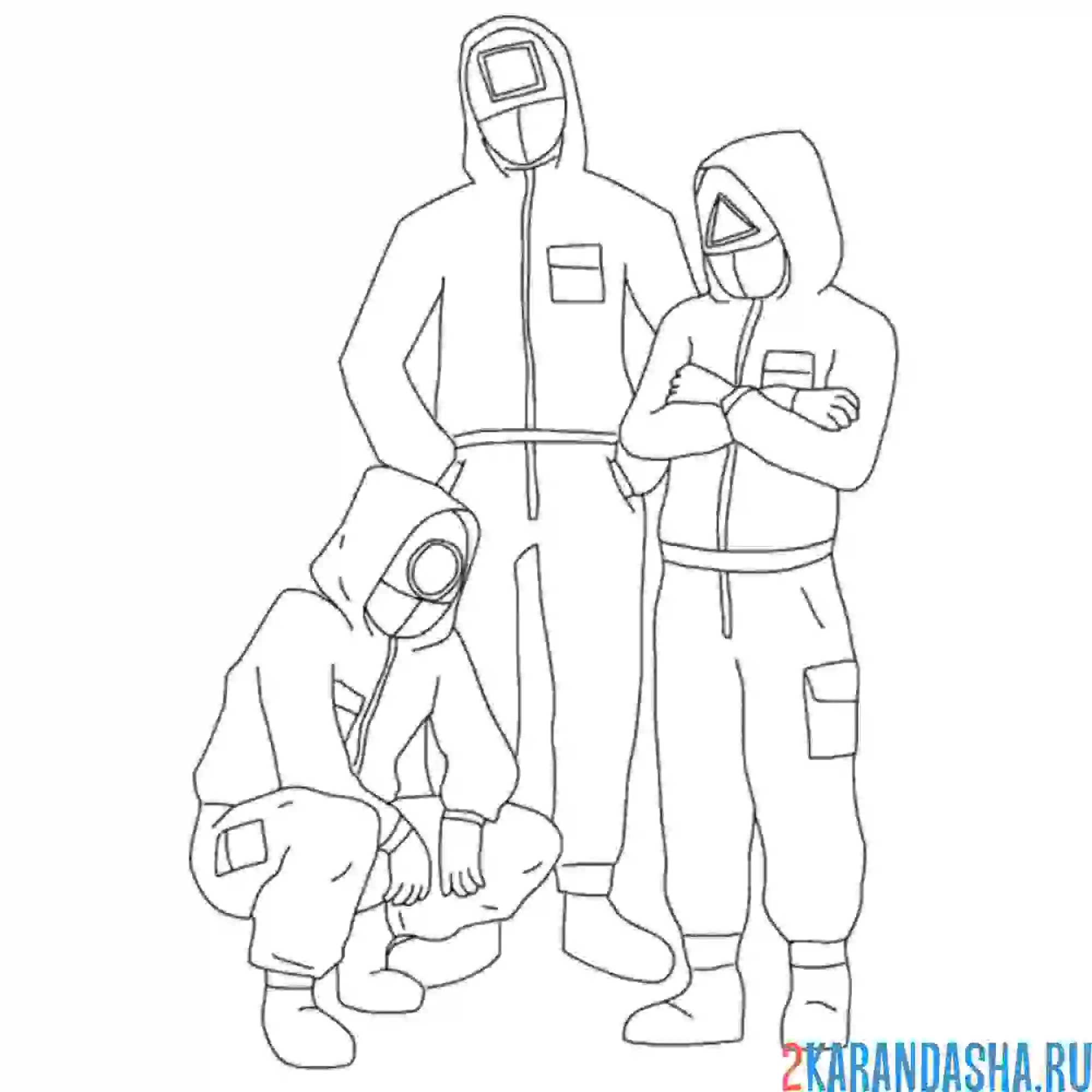 Раскраска охранник собрались игра в кальмара