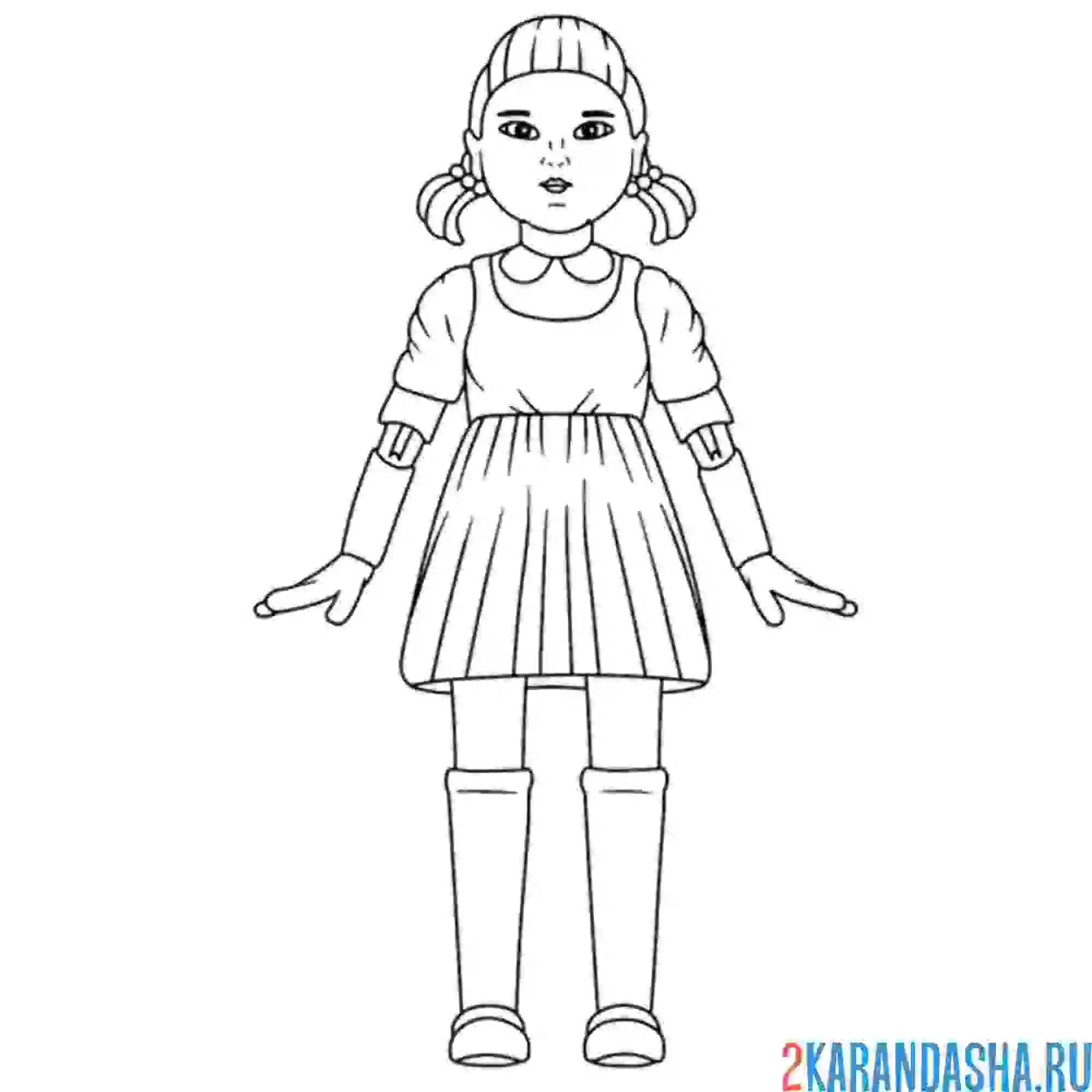 Раскраска кукла игра в кальмара первя игра