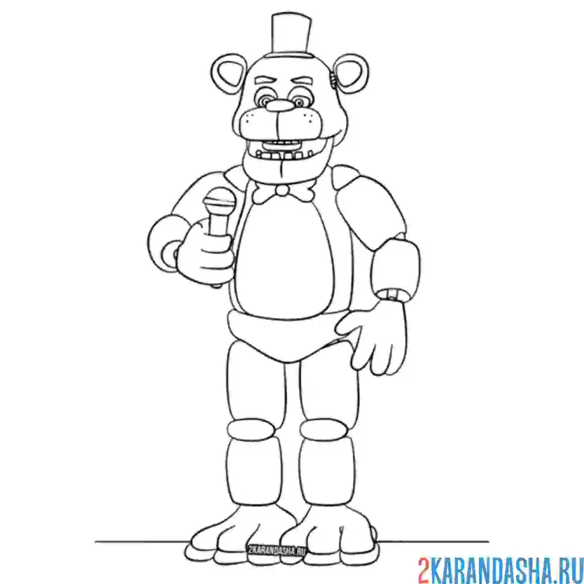 Раскраска фредди с микрофоном