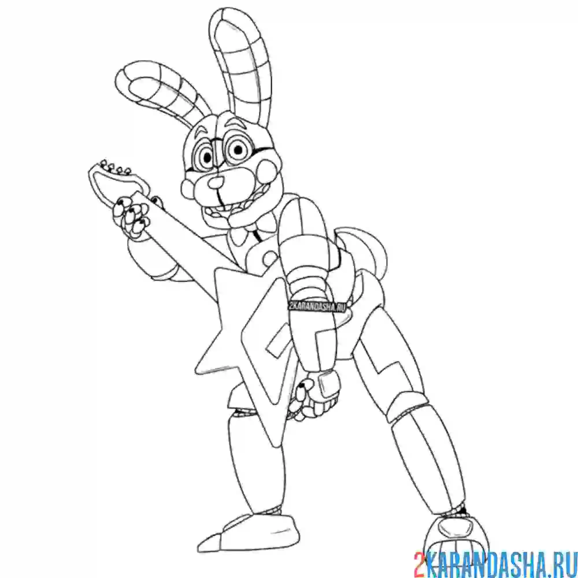 Раскраска бонни с гитарой