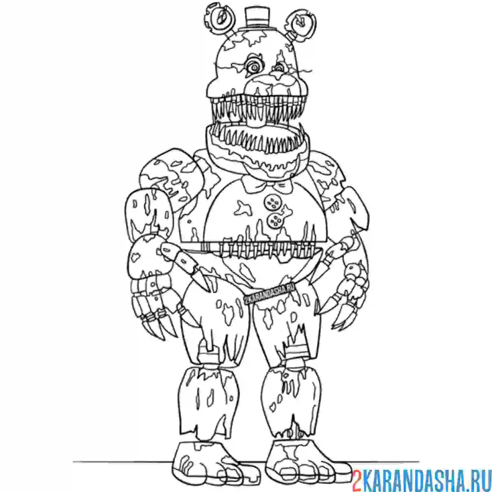 Раскраска фредди аниматроник сломанный