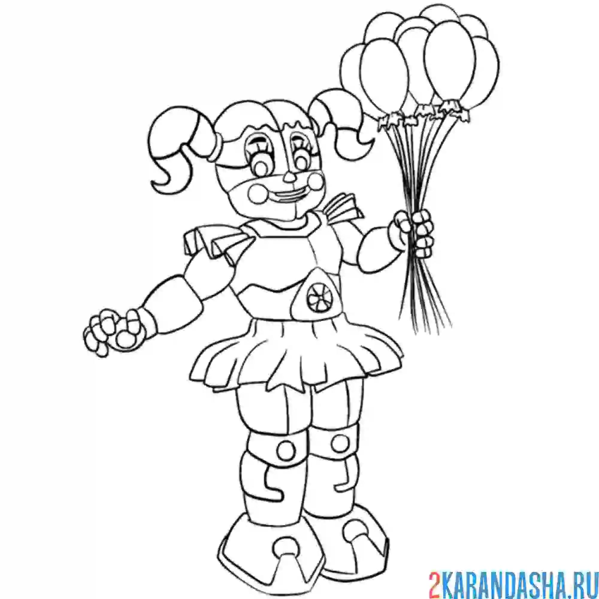 Раскраска кукла с шарами