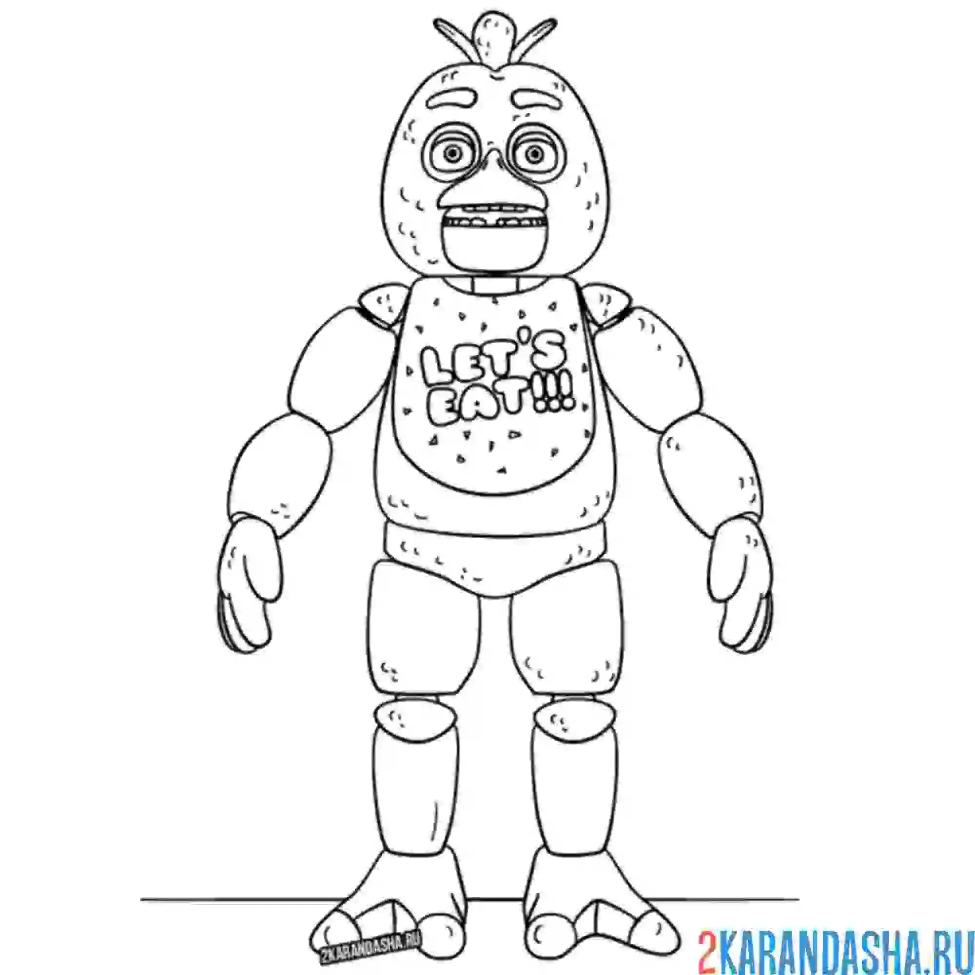 Раскраска персонаж аниматроник чика