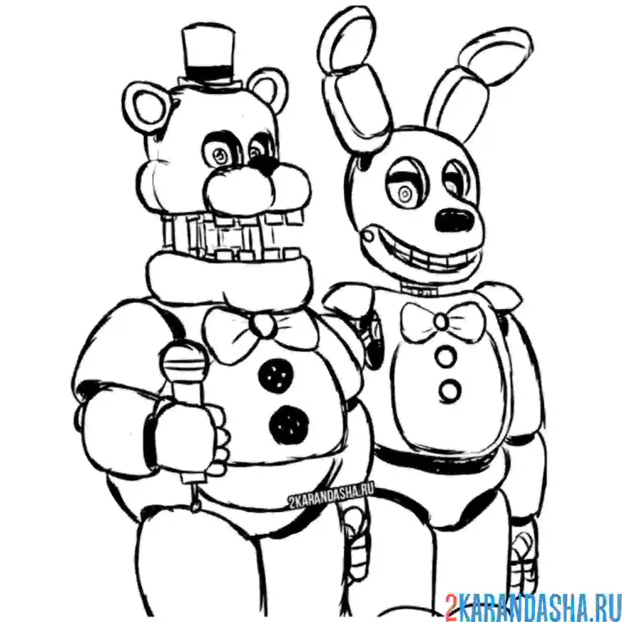 Раскраска фредди и бонни аниматроники сломанные