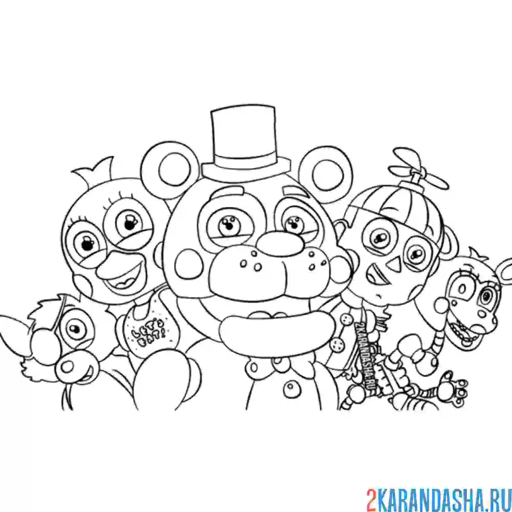 Раскраска толпа героев аниматроники