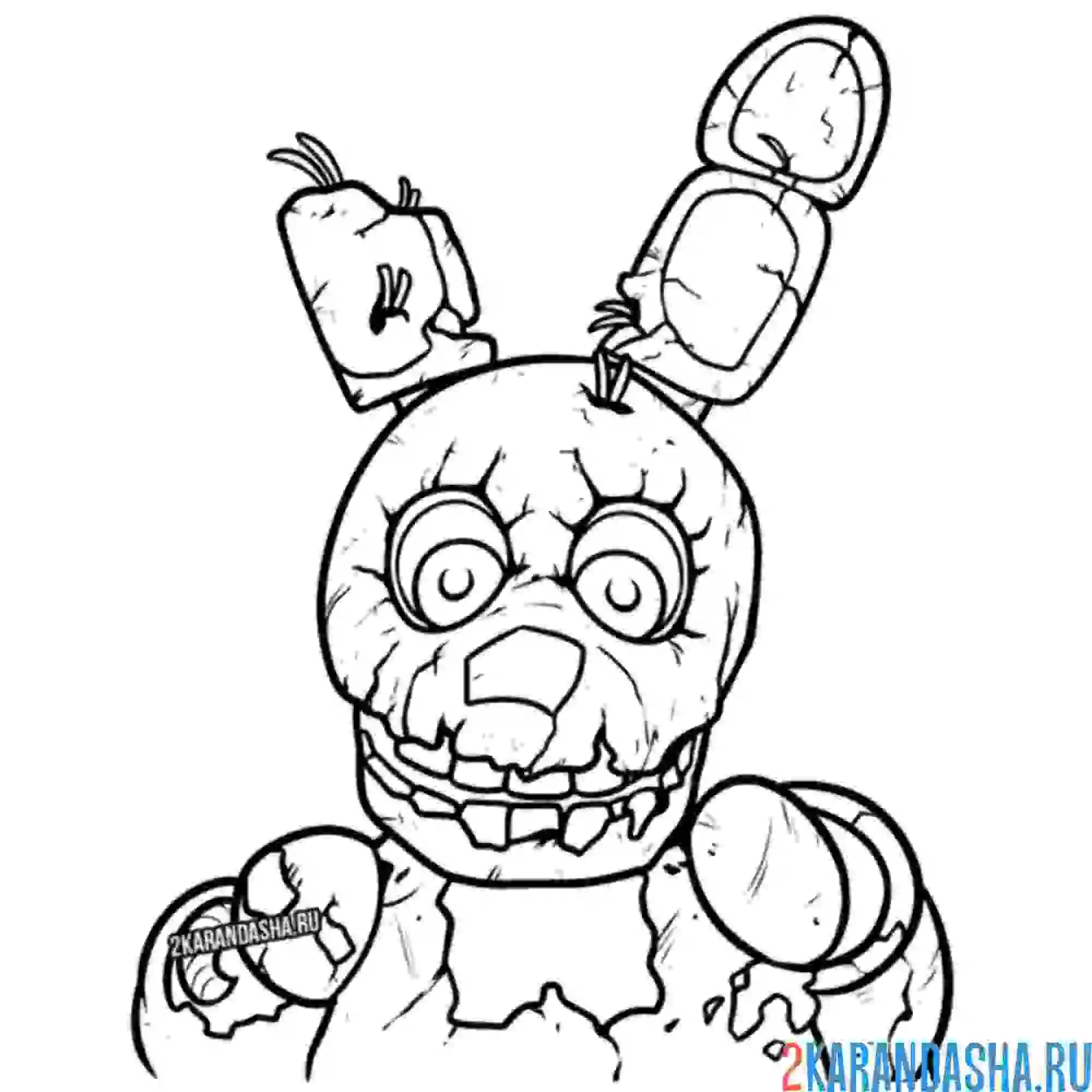 Раскраска сломанный аниматроник бонни
