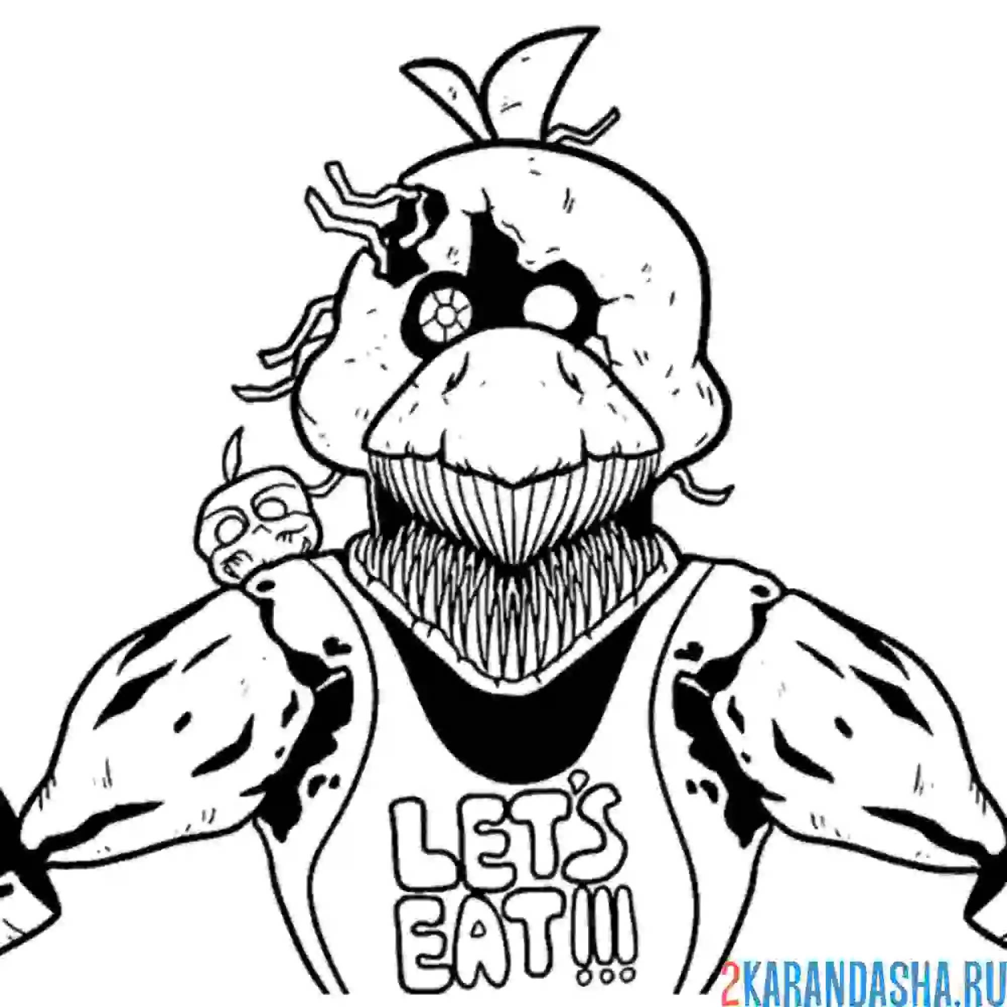 Раскраска чика кошмарный аниматроник