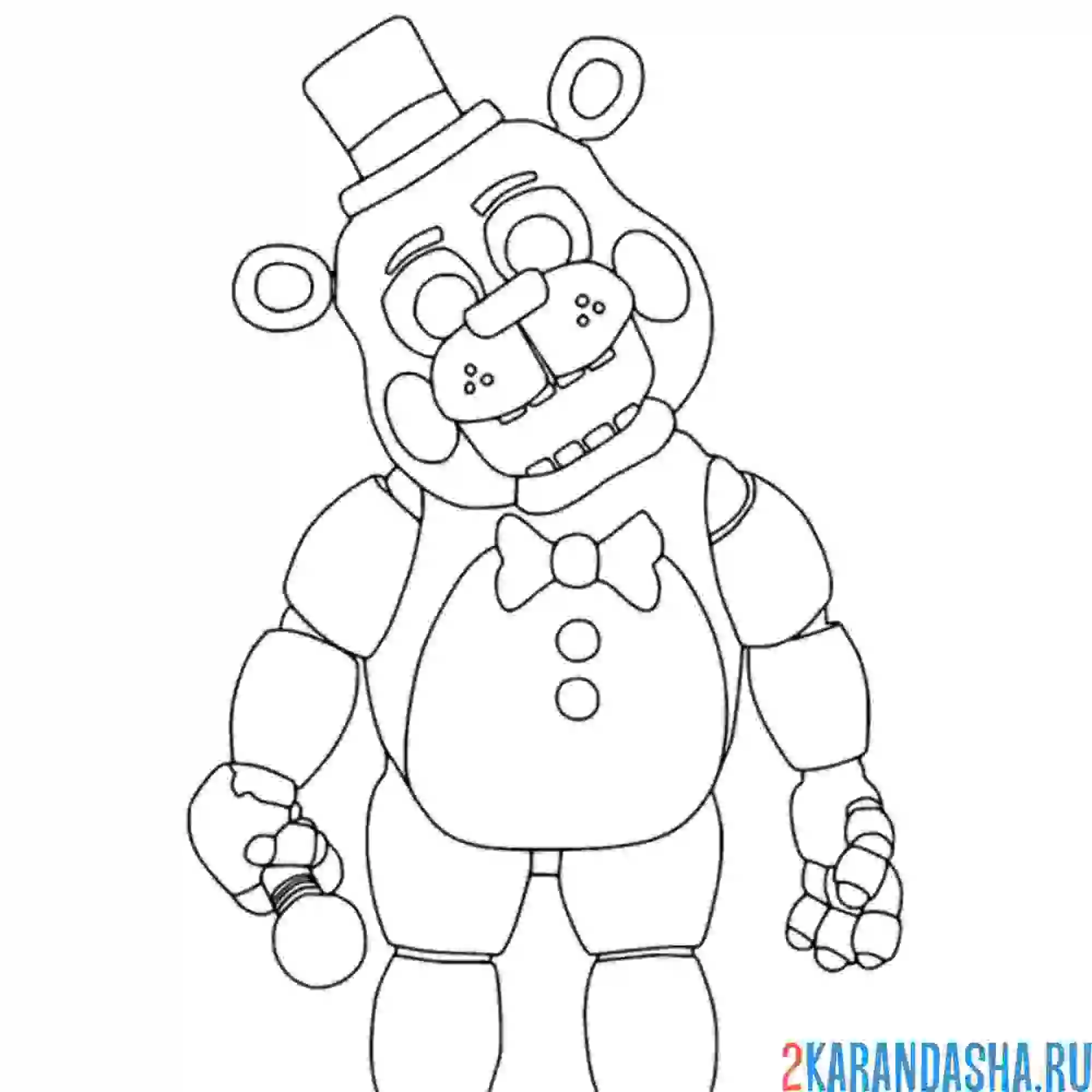 Раскраска фредди аниматроник смотрит