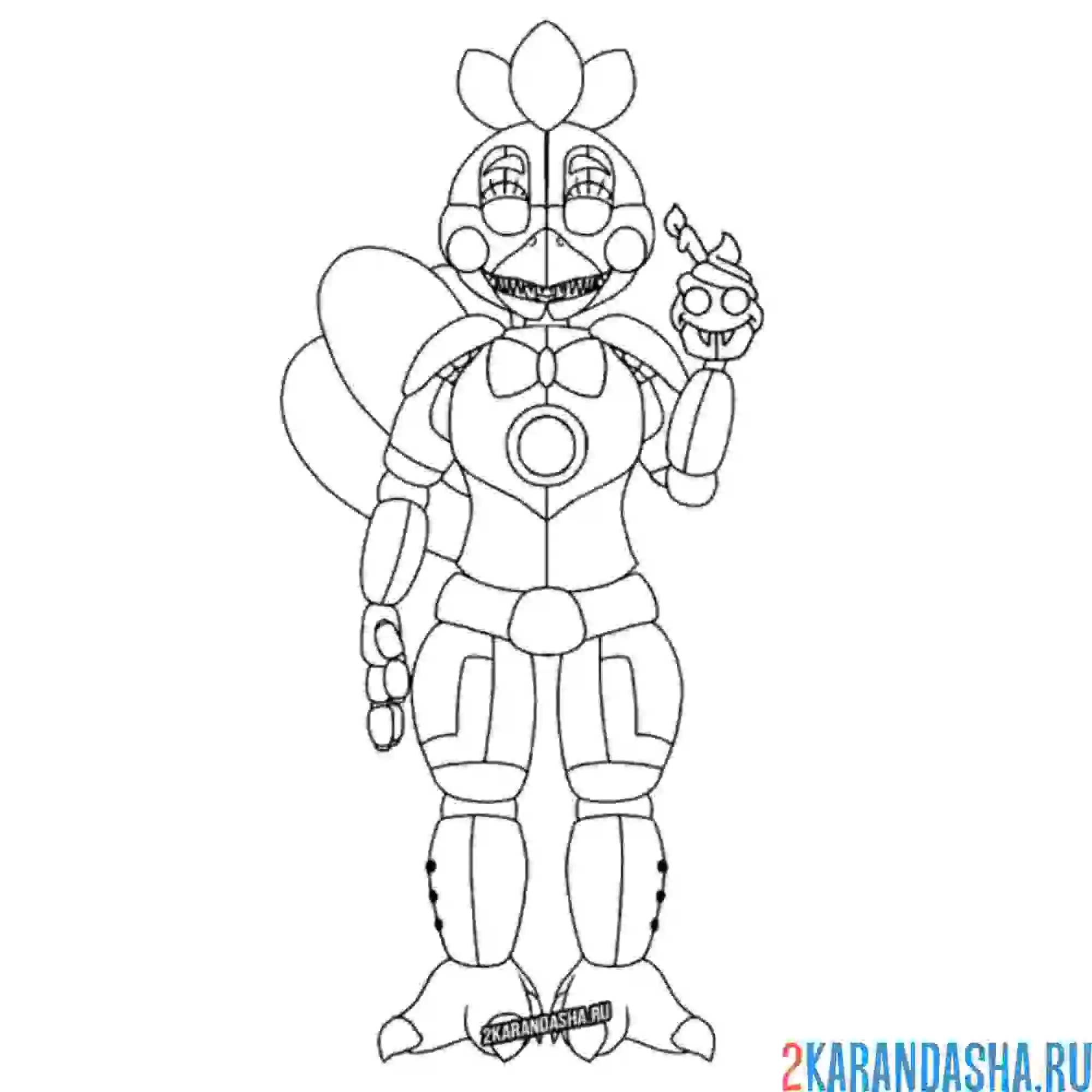 Раскраска чика с кексом в руках