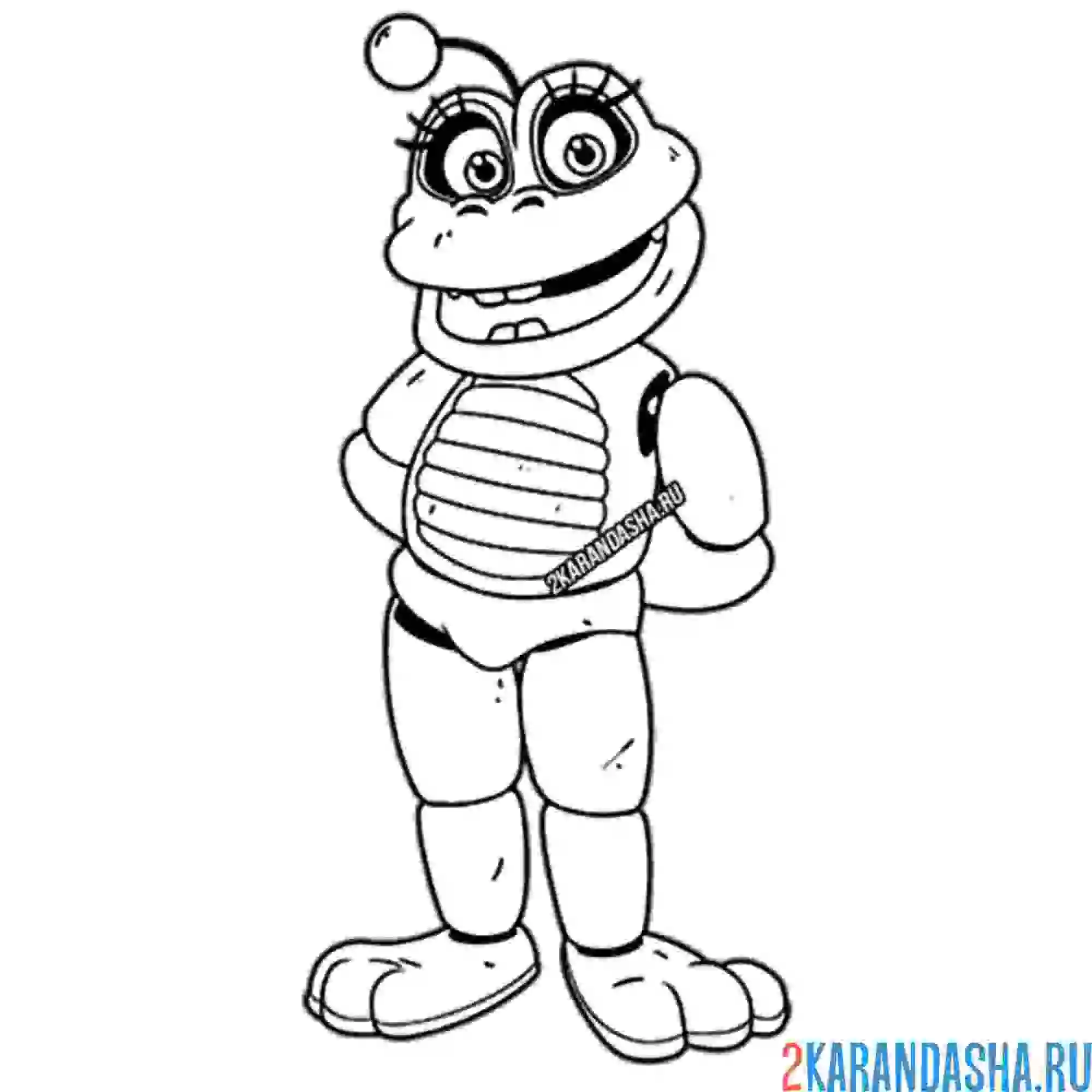 Раскраска счастливая лягушка аниматроник