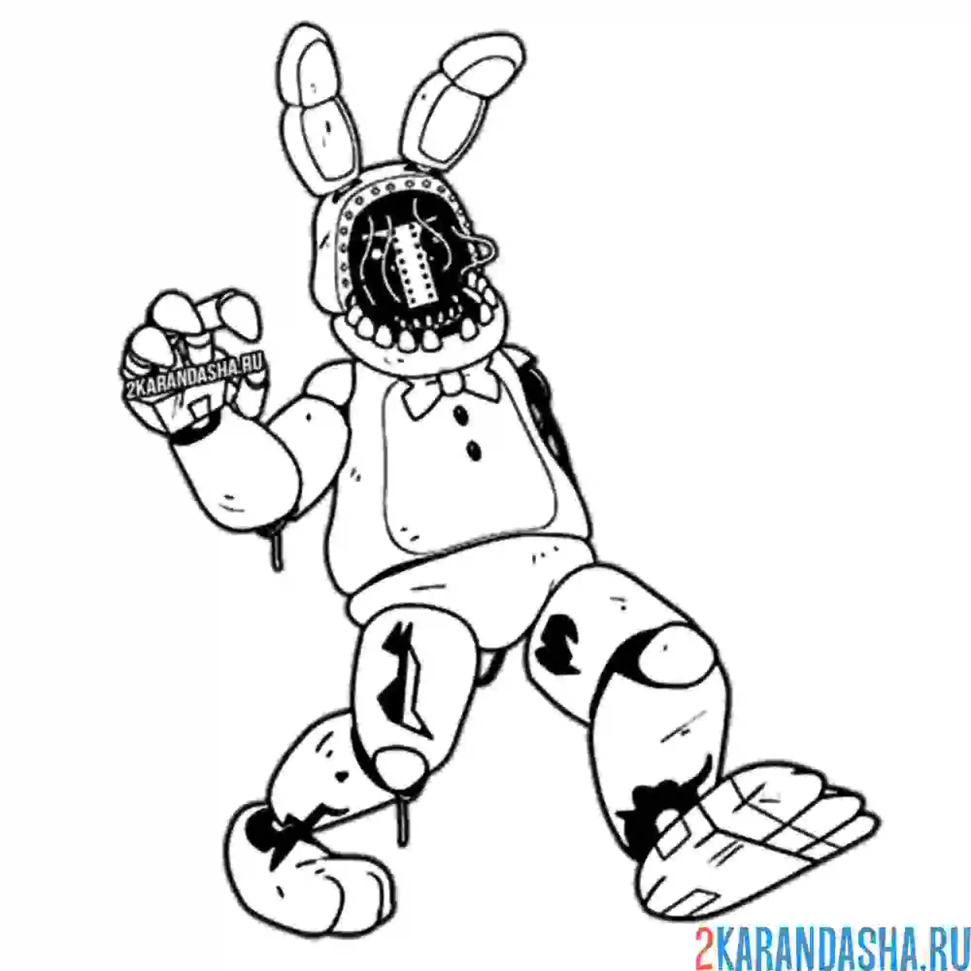 Раскраска опасный аниматроник бонни