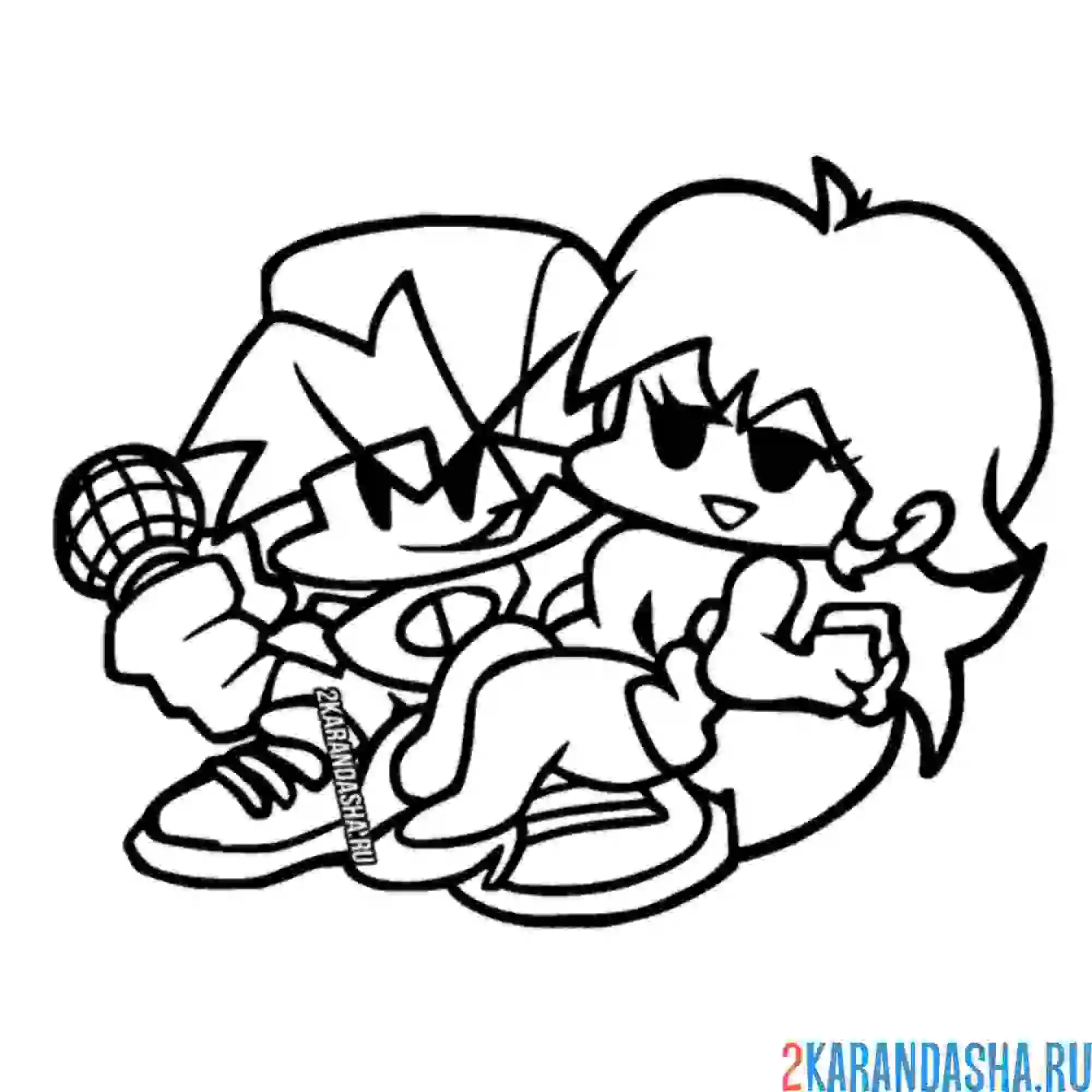 Раскраска friday night funkin парень и девушка