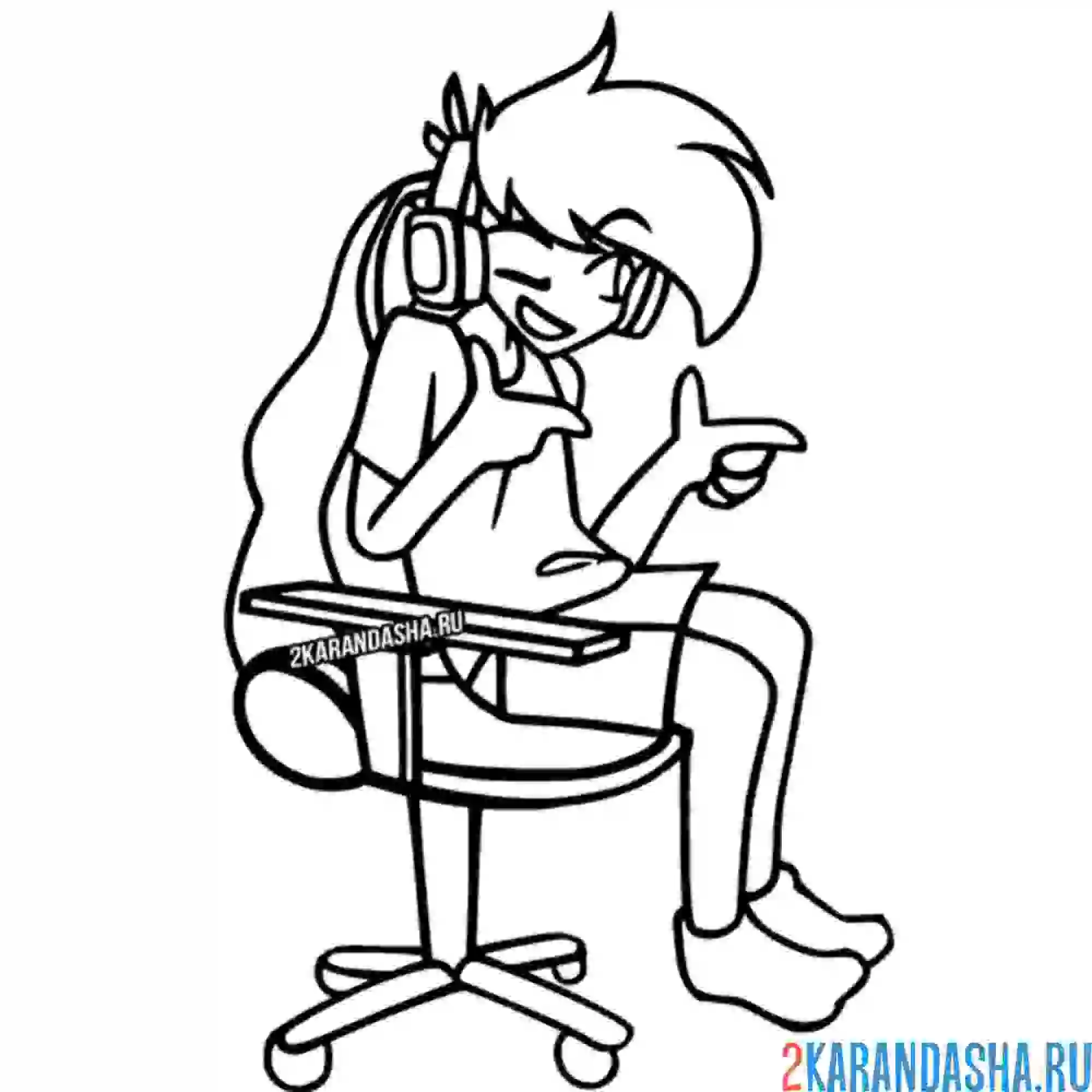 Раскраска friday night funkin слушает музыку