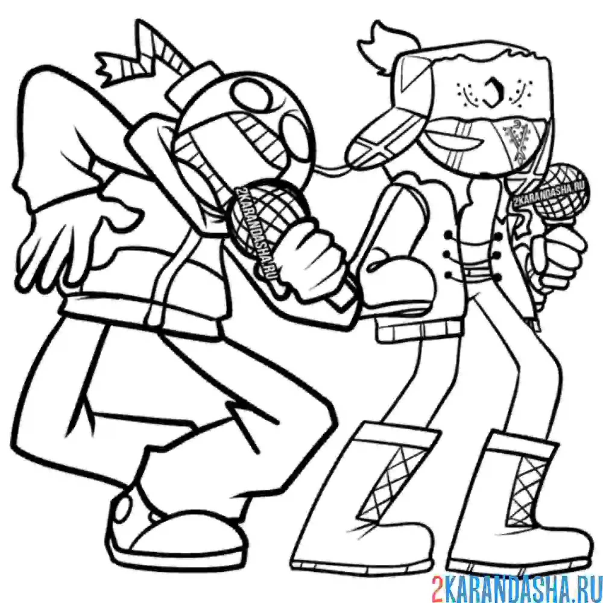 Раскраска friday night funkin бомба босс и рув