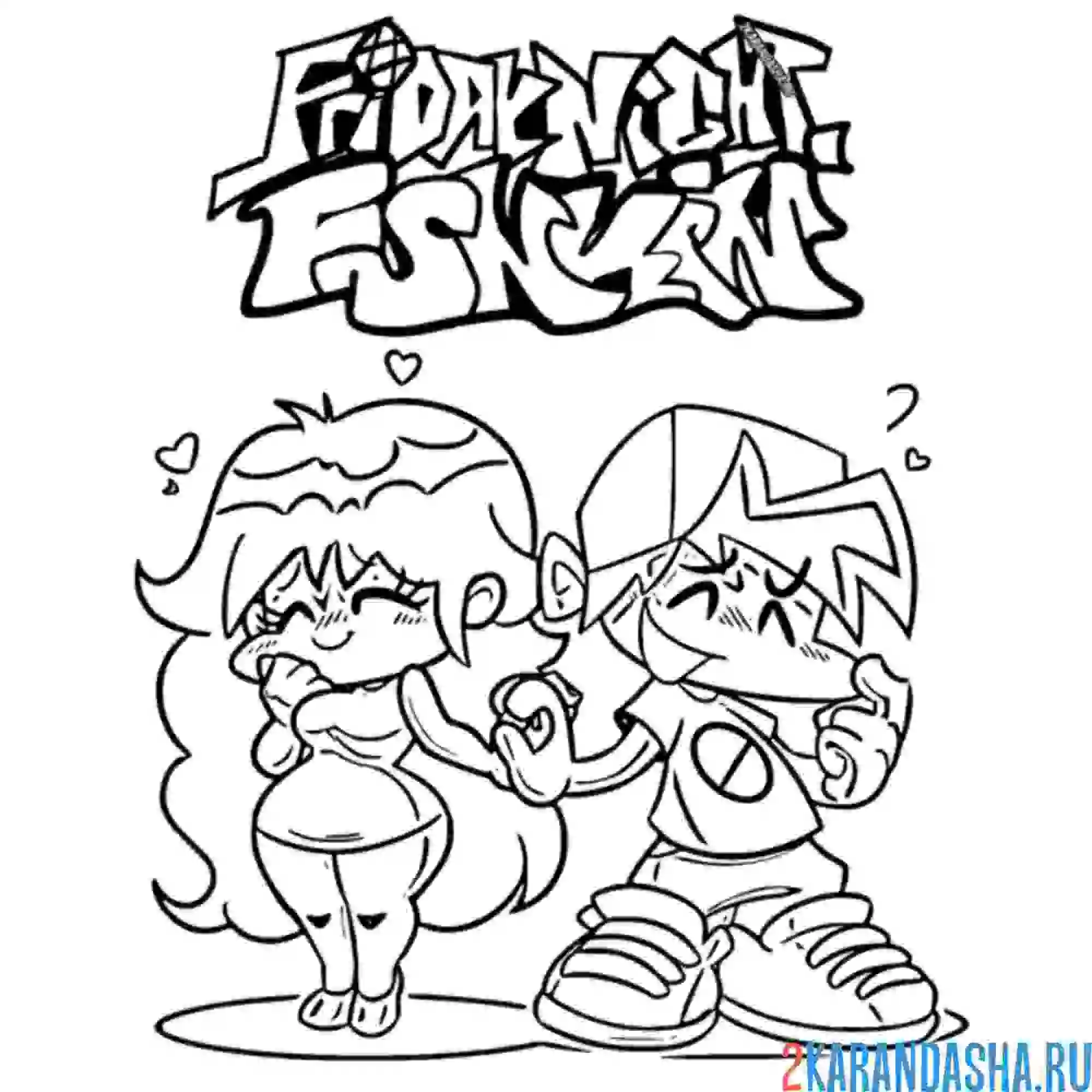 Раскраска friday night funkin девушка и парень
