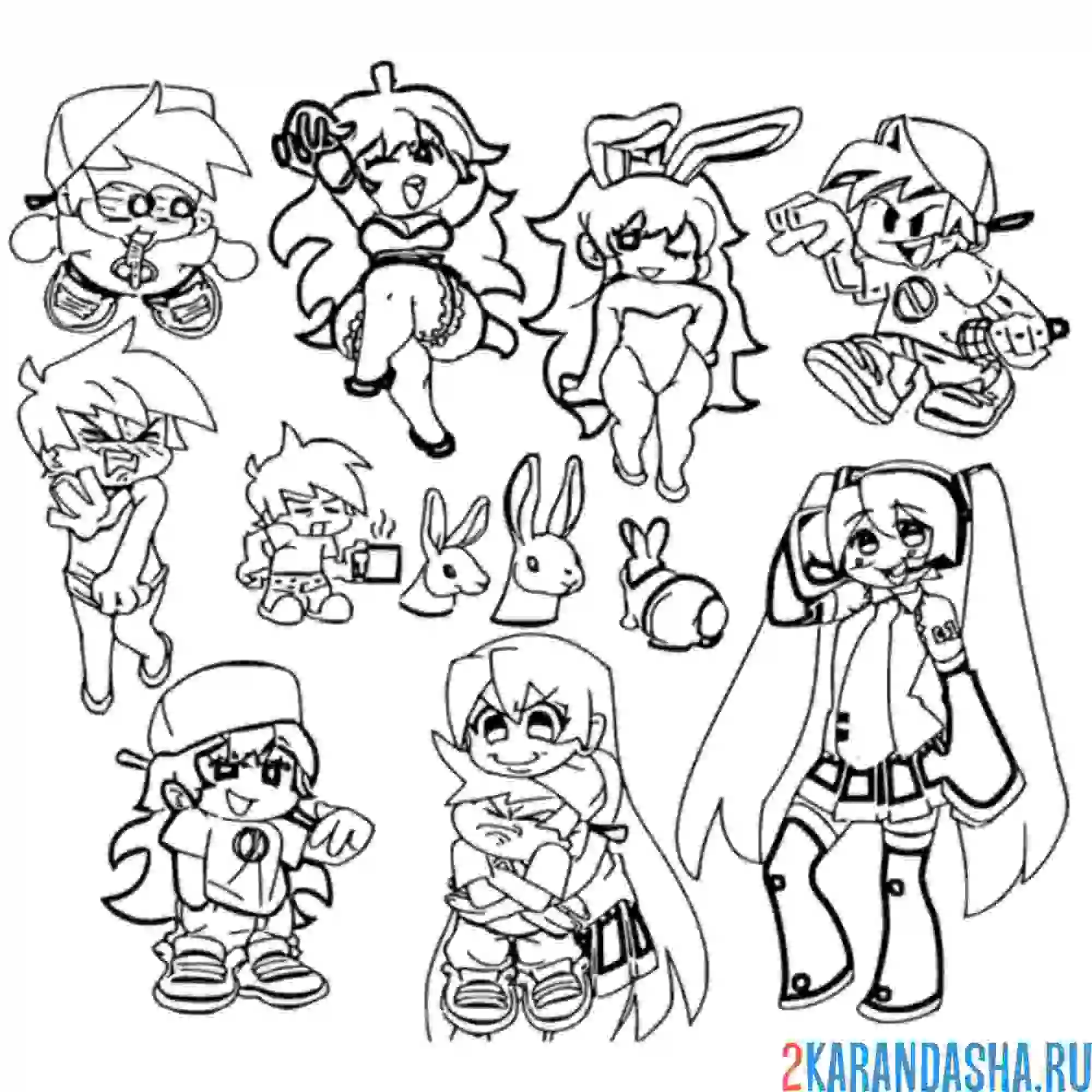 Раскраска friday night funkin основные персонажи