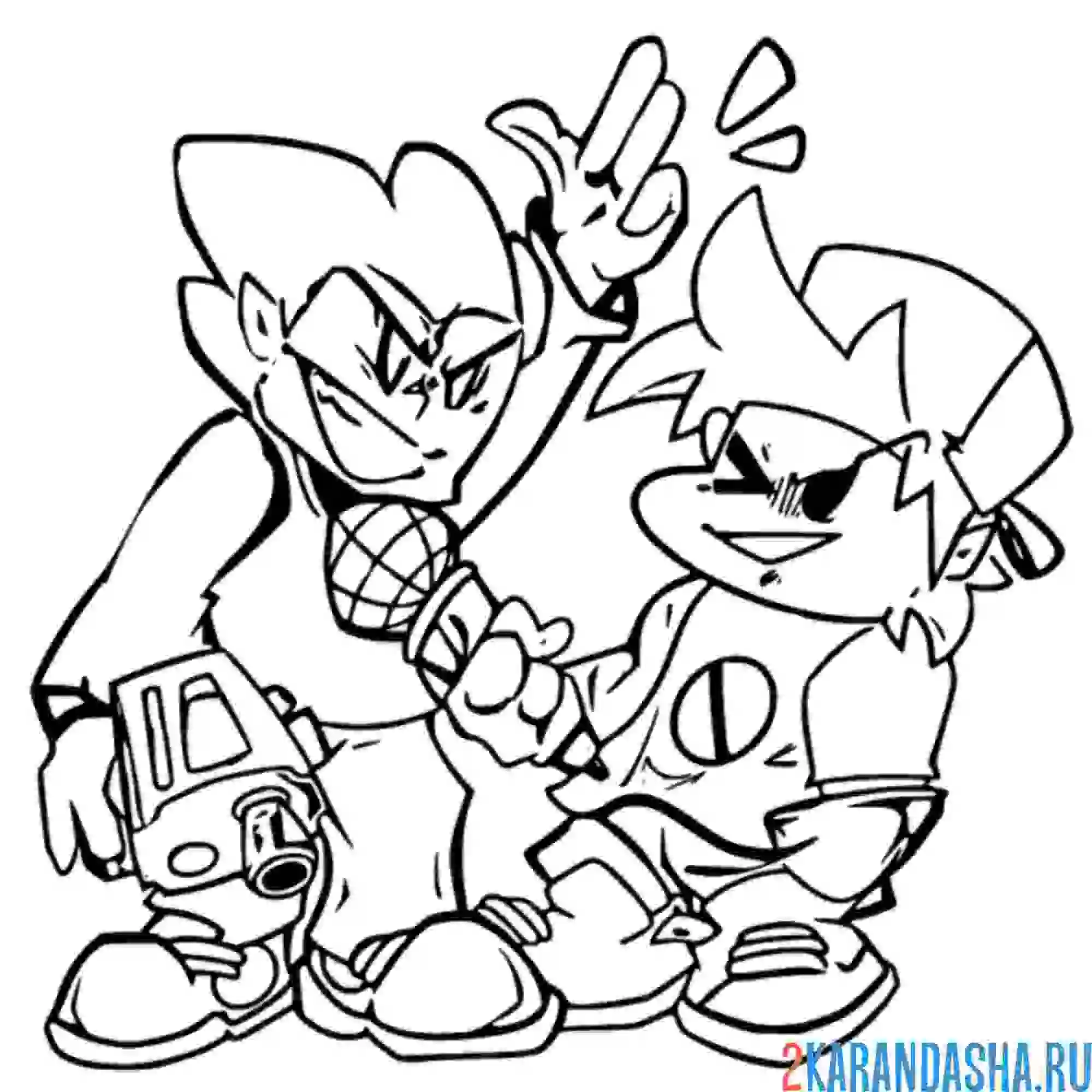 Раскраска friday night funkin рэперы