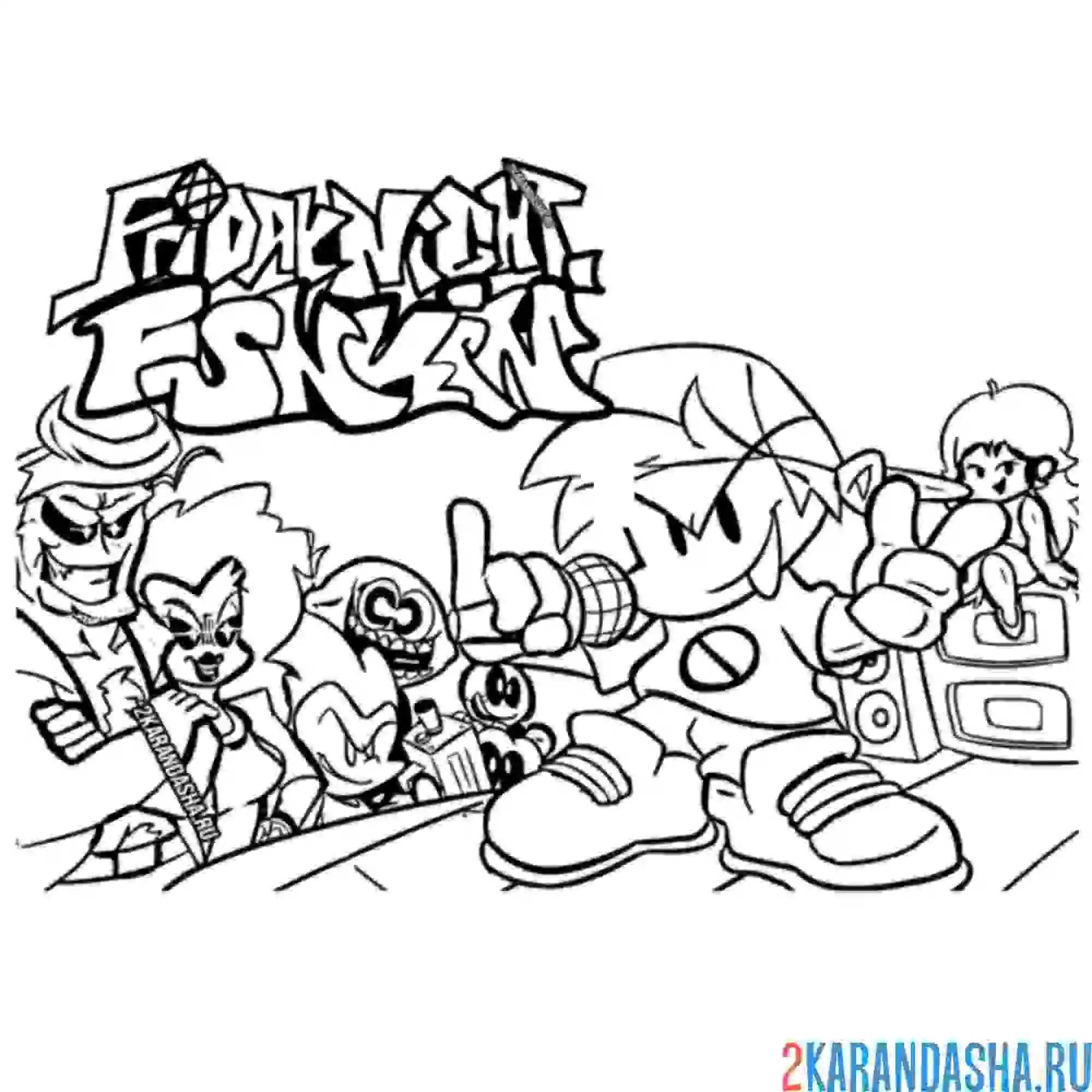Раскраска крутой баттл friday night funkin