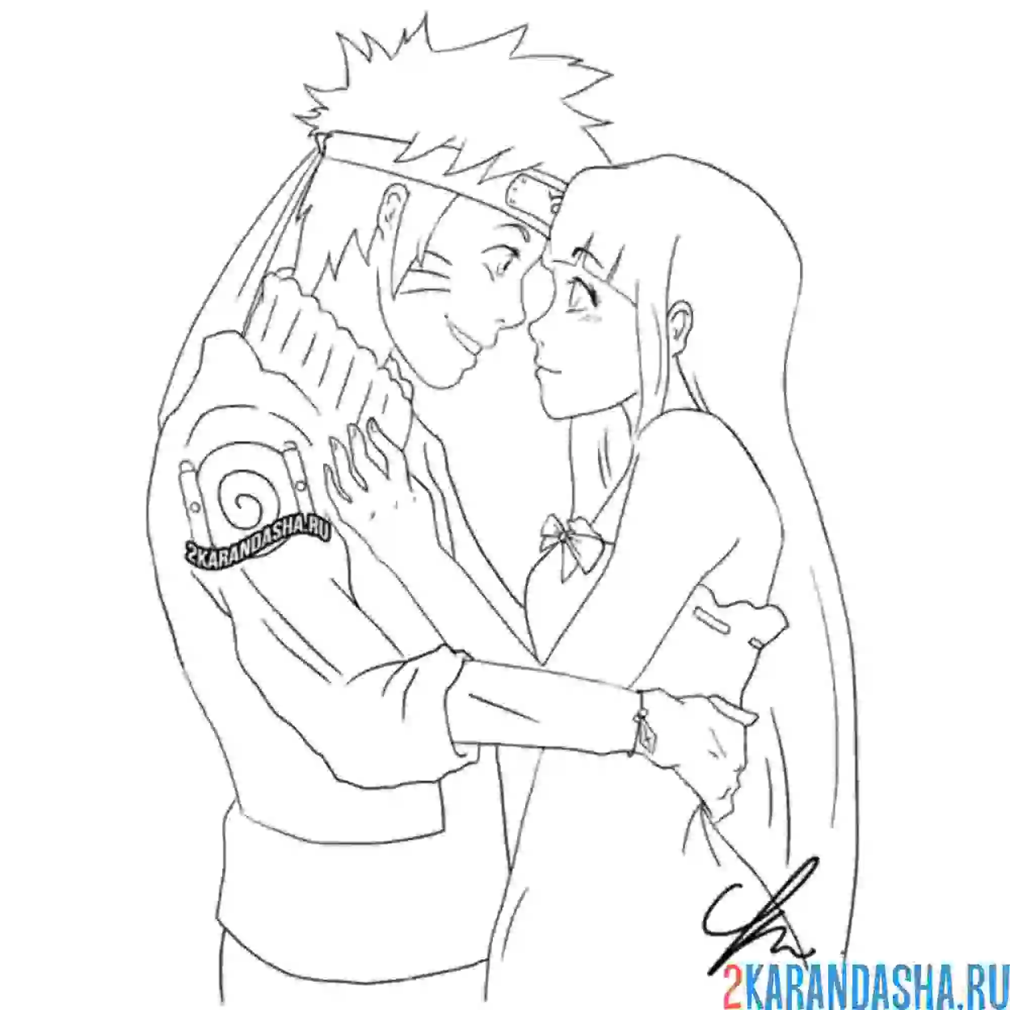 Раскраска наруто и сакура любовт