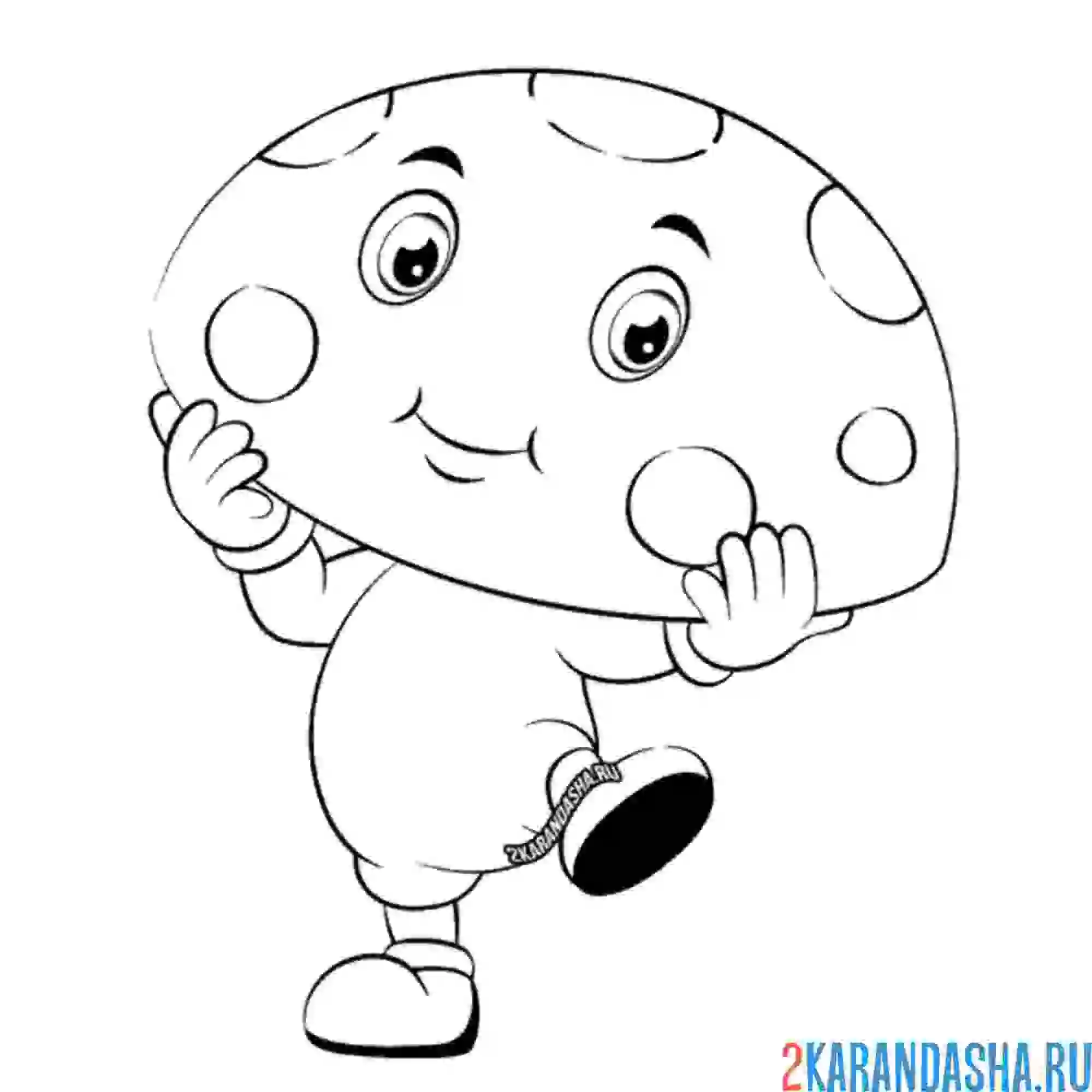 Раскраска гриб-малыш с глазками