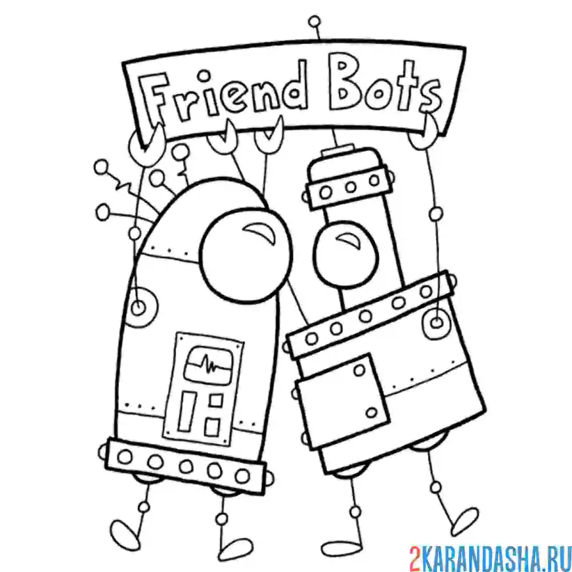 Раскраска забавные роботы