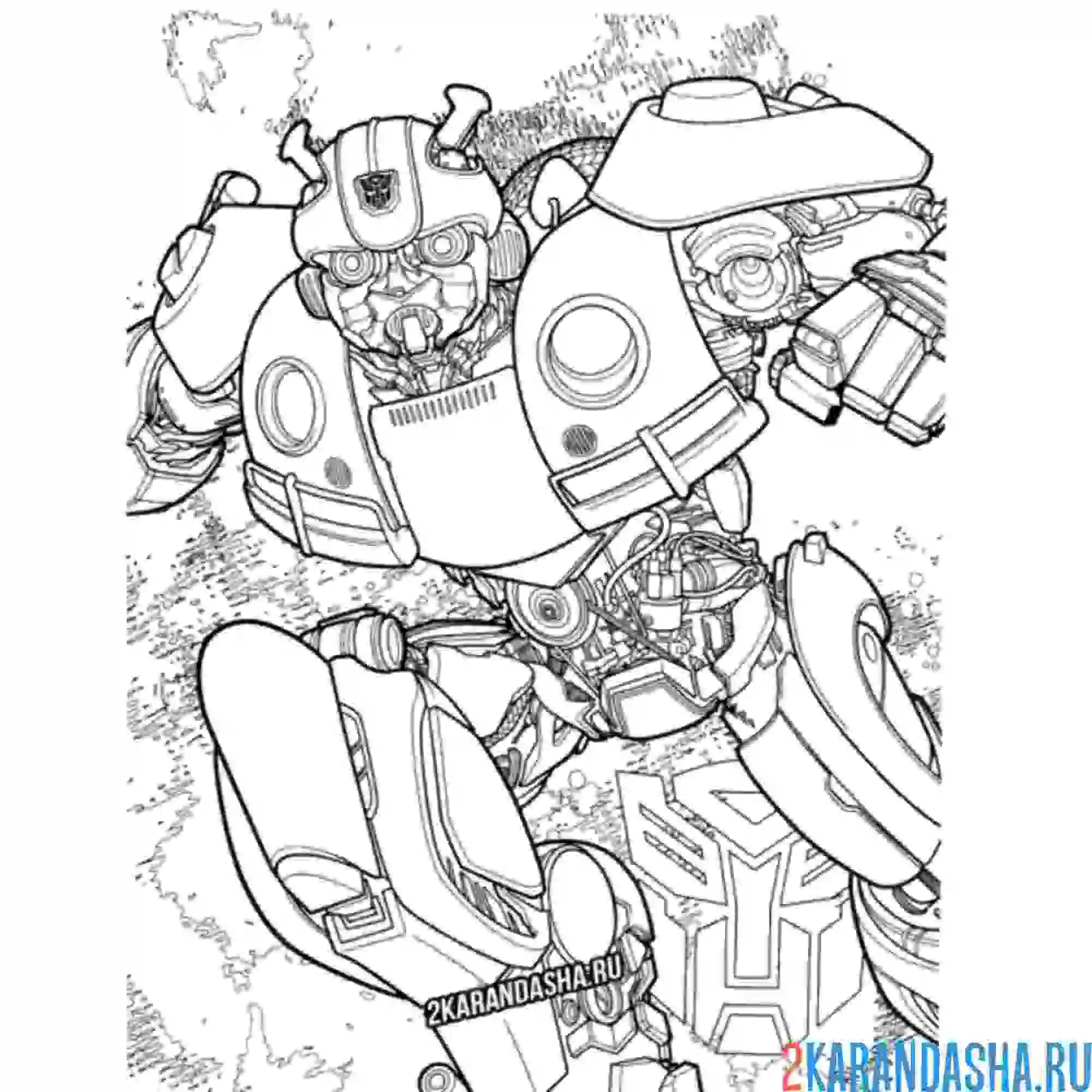 Раскраска бамблби сильный, смелый трансформер