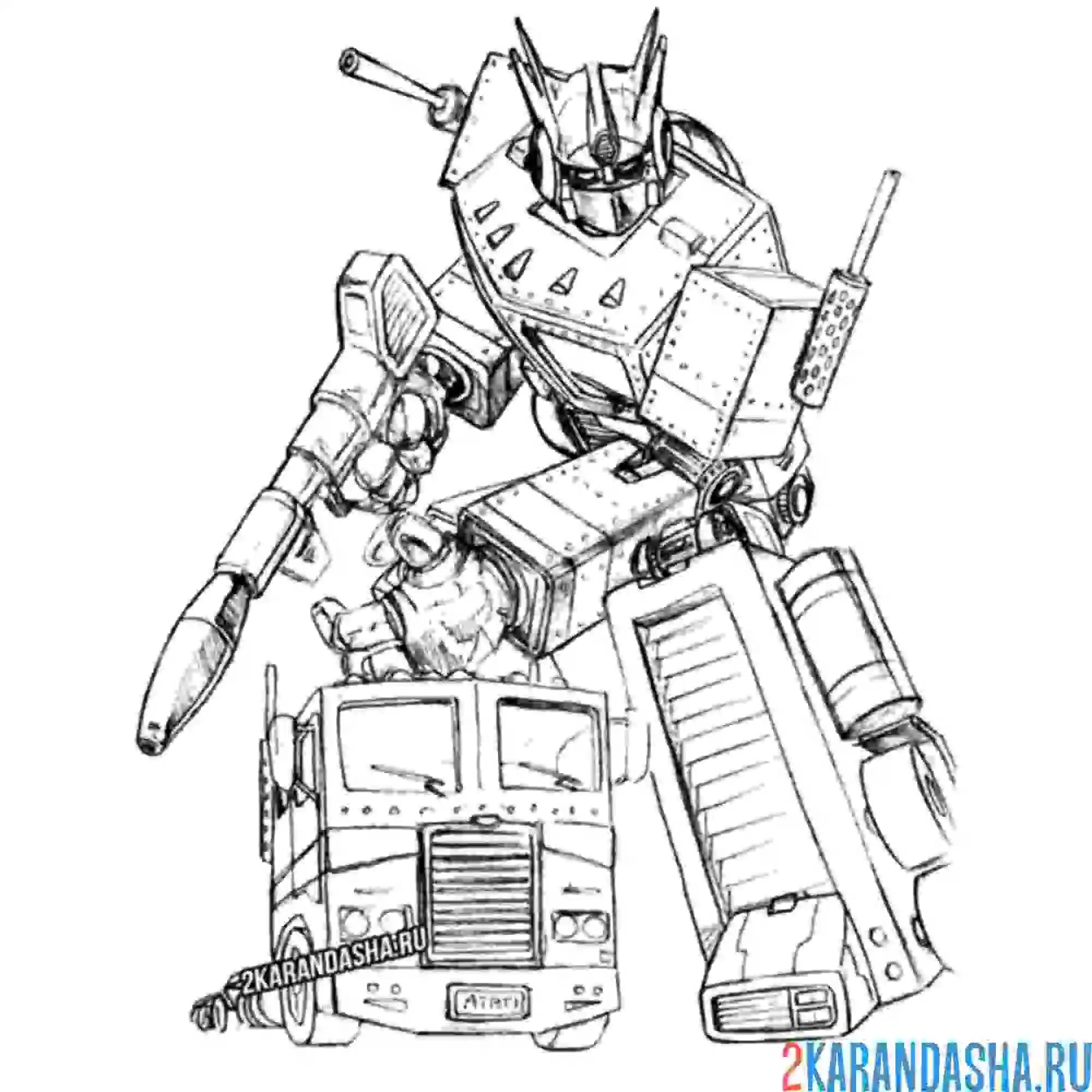 Раскраска автобот трансформер сильный