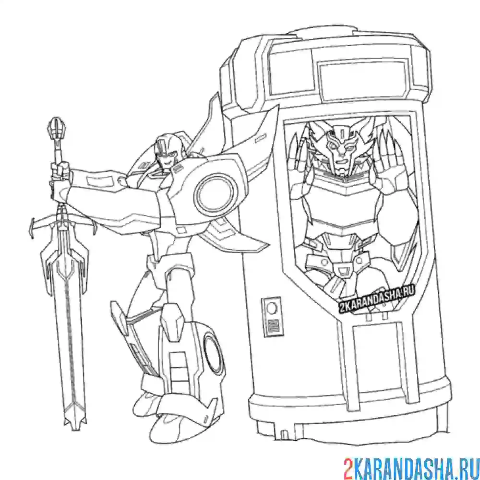 Раскраска автобот поймал злодея