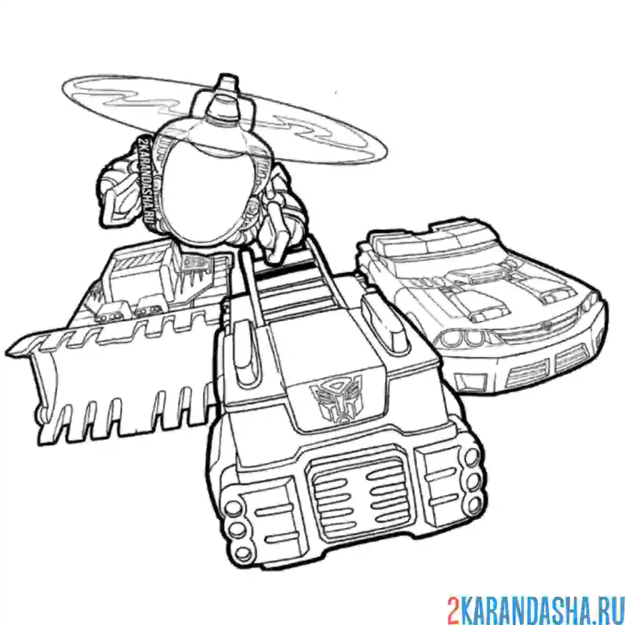 Раскраска автоботы-трансформеры транспорт
