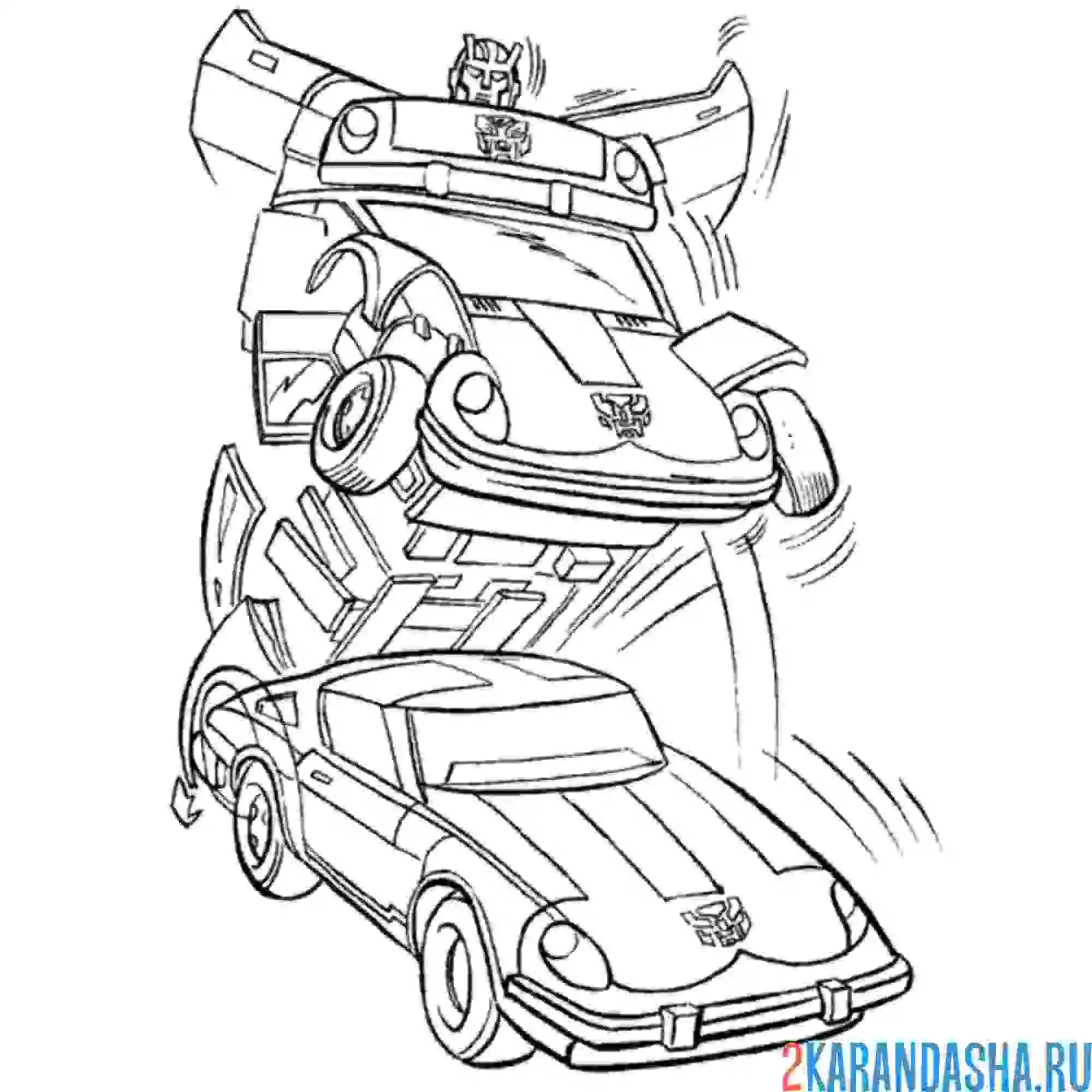 Раскраска трансформация автобота