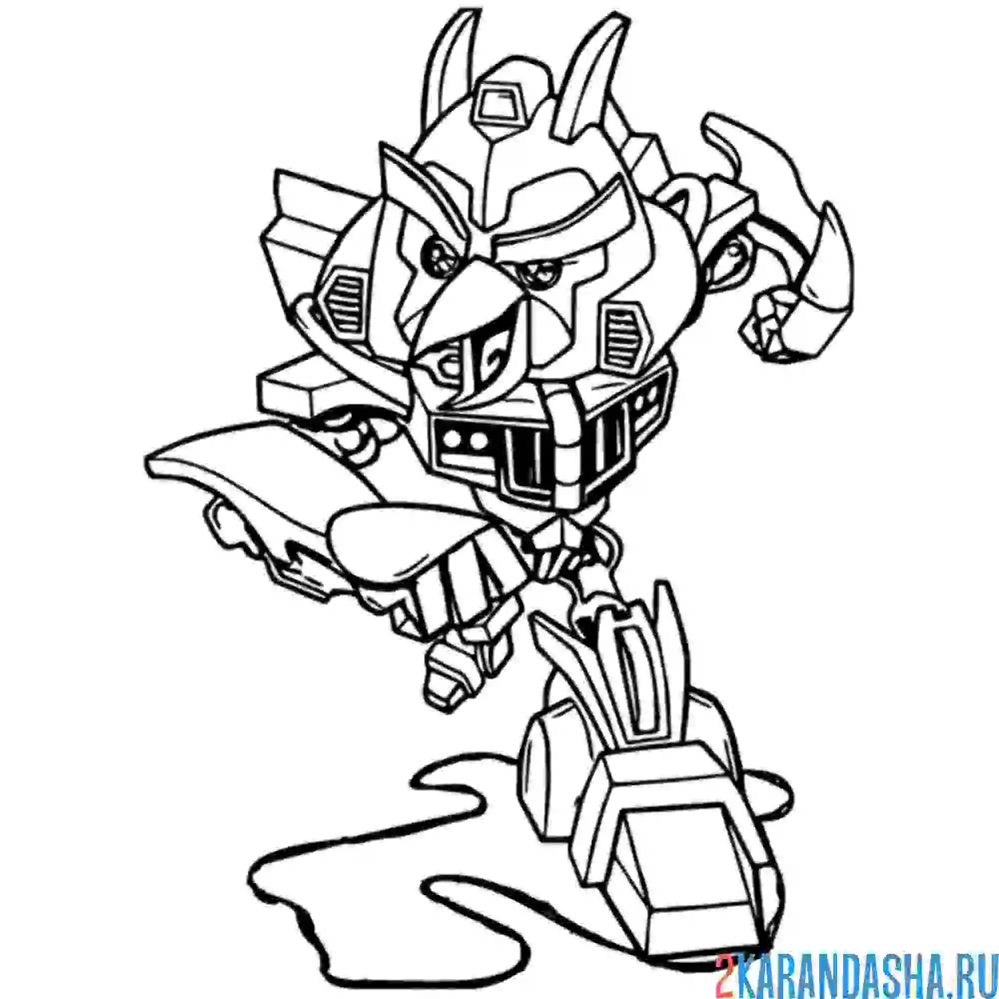 Раскраска птичка-трансформер